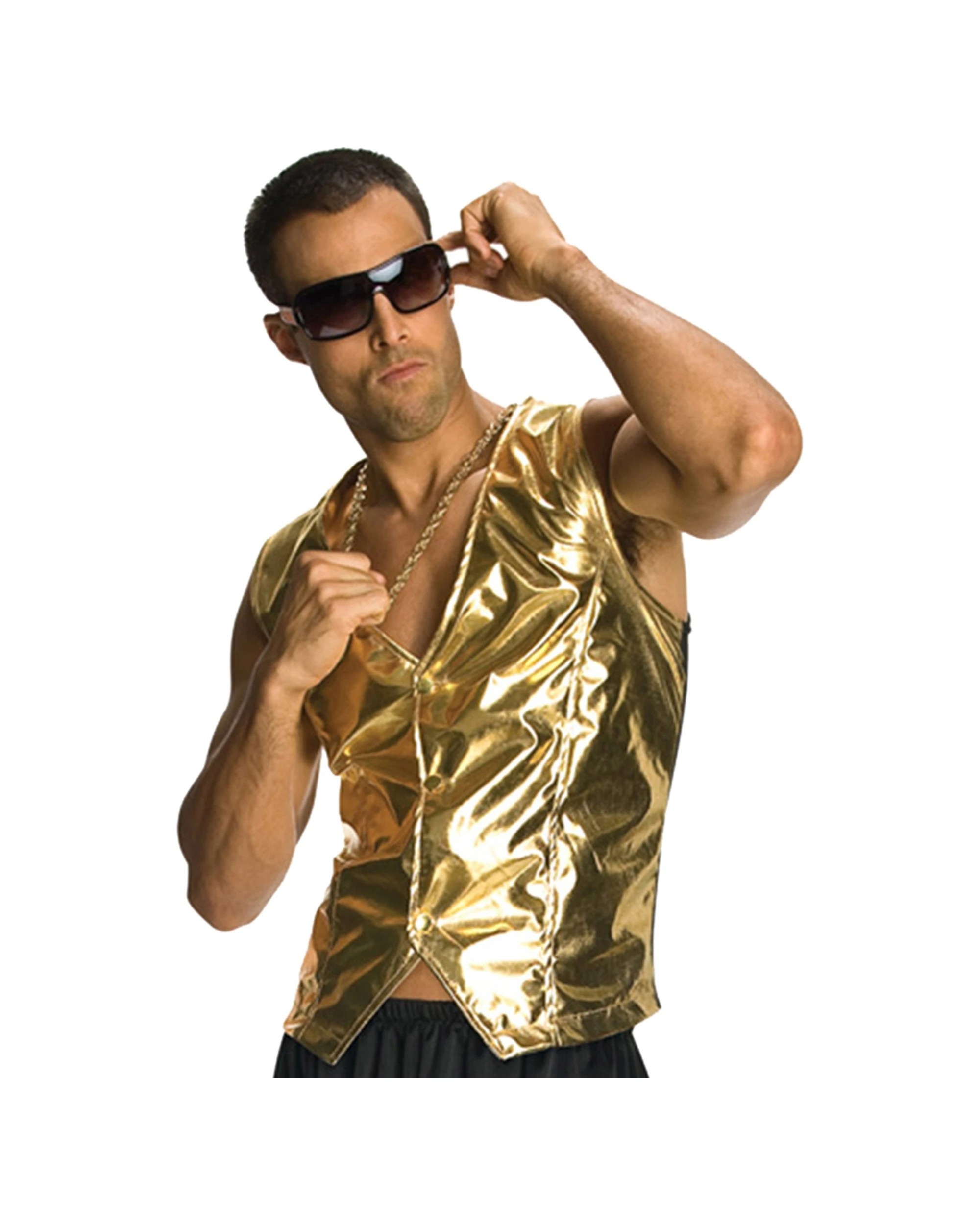 2 Rubies Rapper Vest Dress Up Party Costume Size Standard - Gold, 2 of 2
