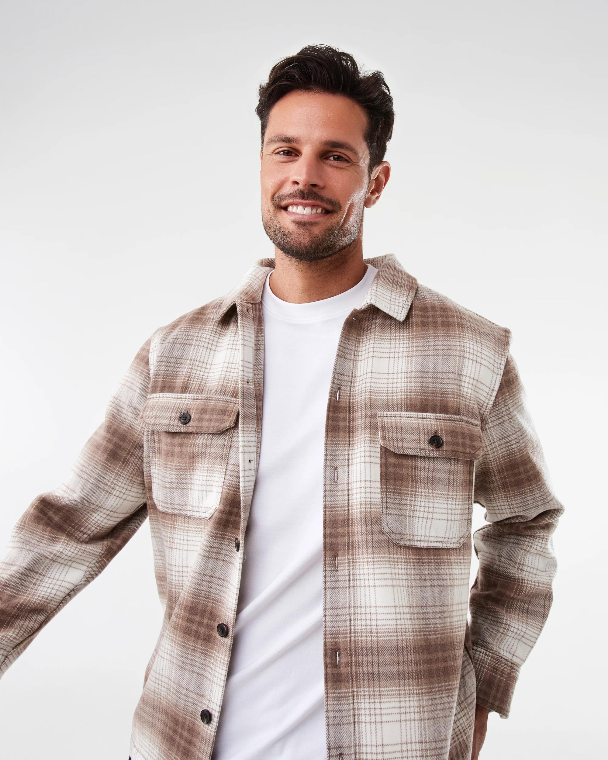 5 Long Sleeve Check Overshirt Brn Check, 5 of 9