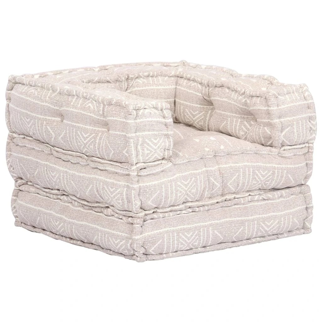 8 vidaXL Single Modular Pouffe Fabric - Beige, 8 of 8