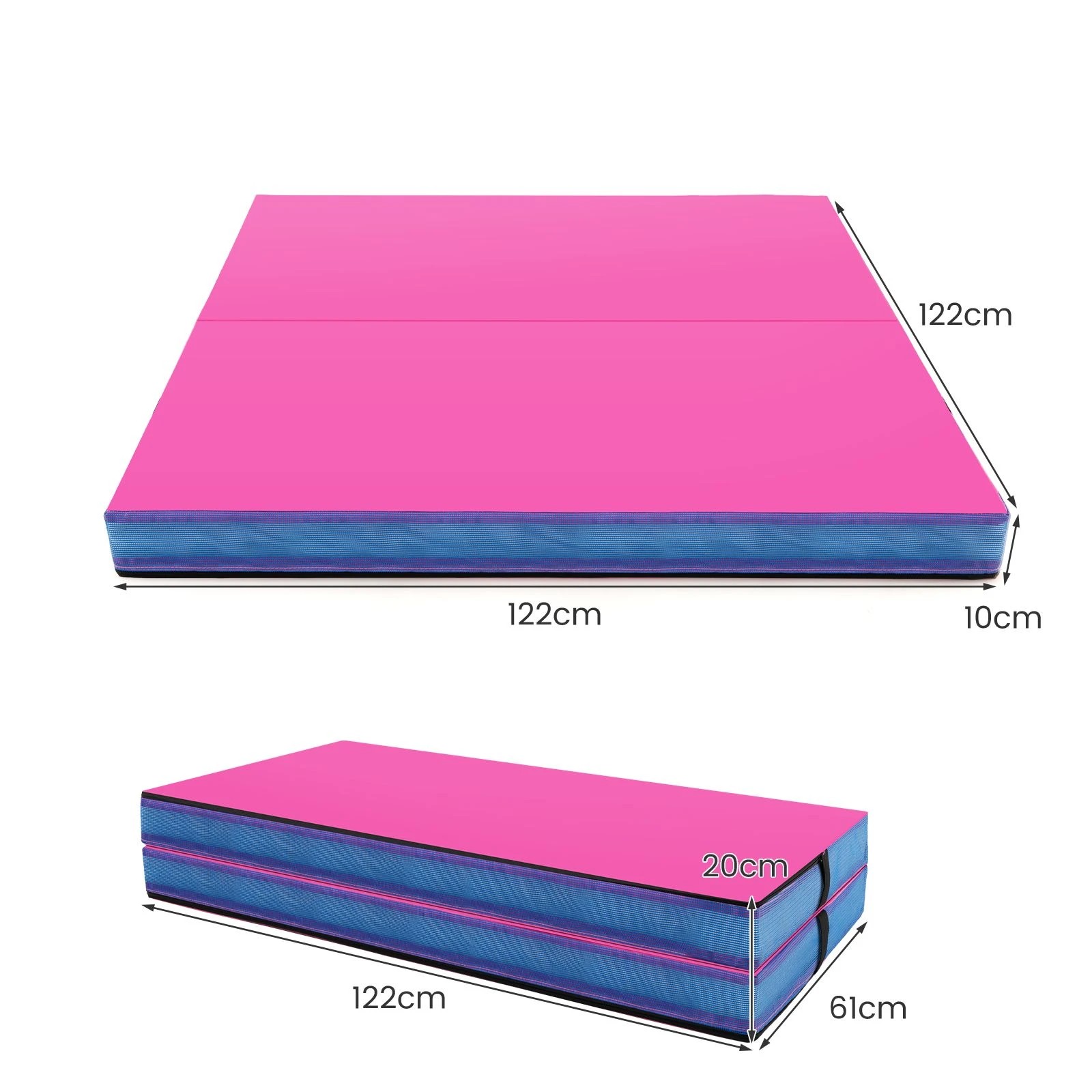 2 Costway Bi-folding Gymnastic Mat Thick Yoga Mat PU Leather Tumbling Mat - Pink, 2 of 2