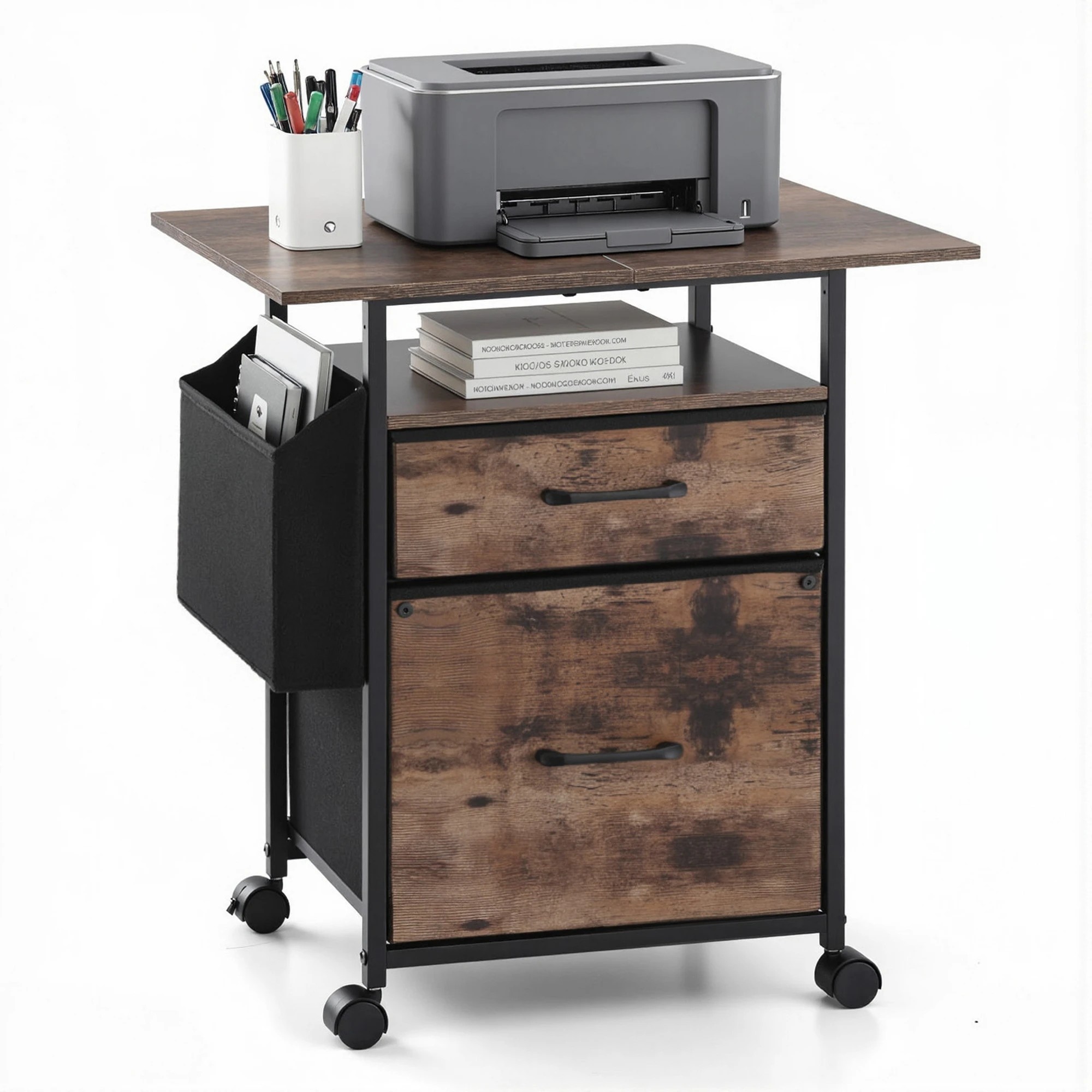 1 Artiss 2 Fabric Drawer File Cabinet Printer Stand Rolling File Cabinet with Side - Multi, 1 of 1