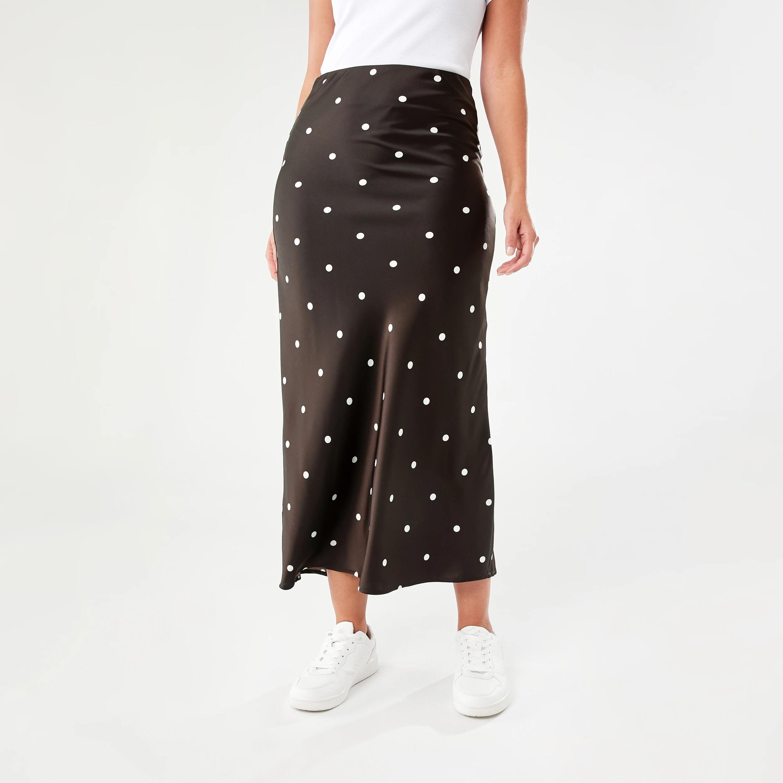 1 Satin Slip Maxi Skirt Bwn Spot, 1 of 4
