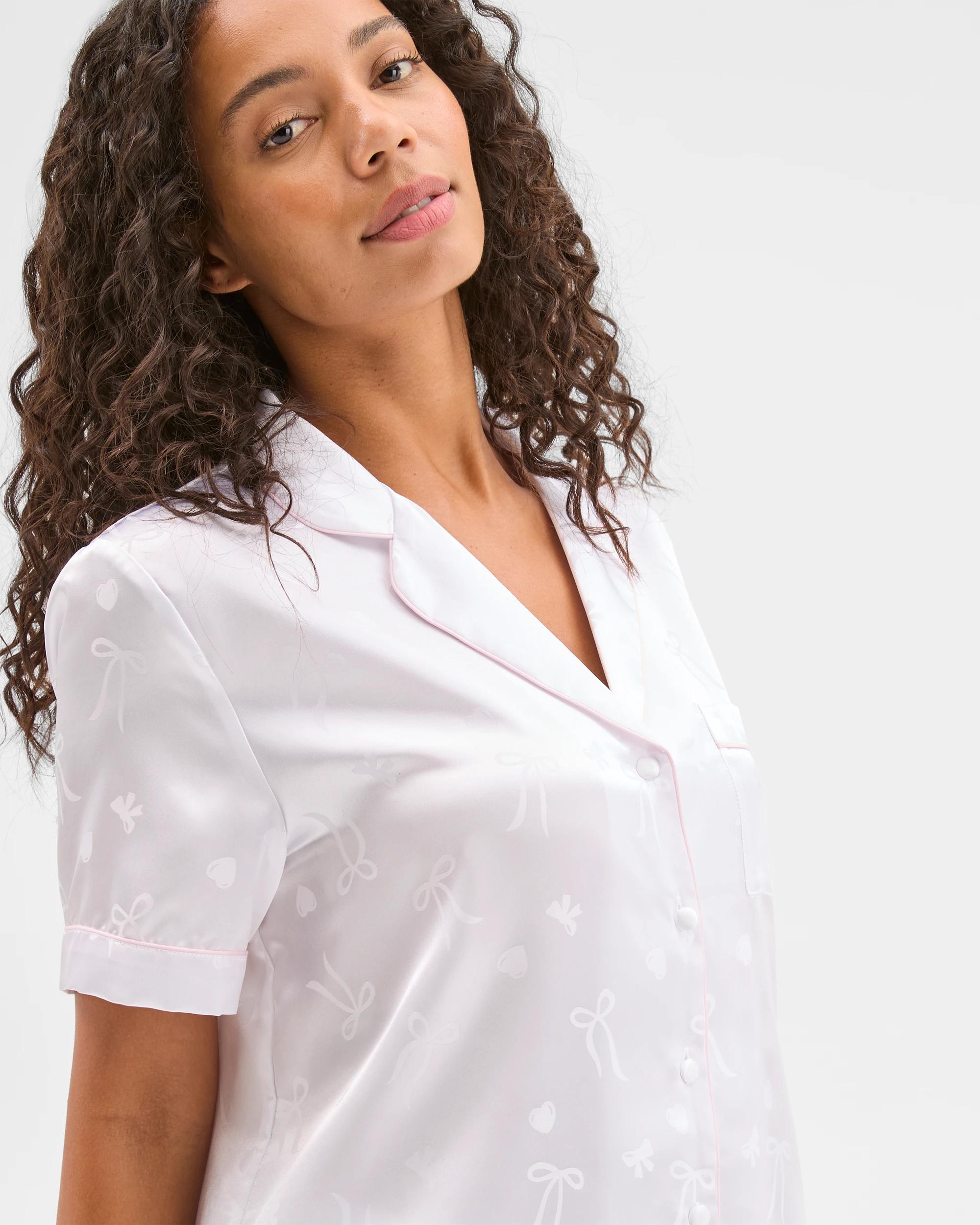 4 Target Woman Satin Short Pyjama Set WHITE, 4 of 7