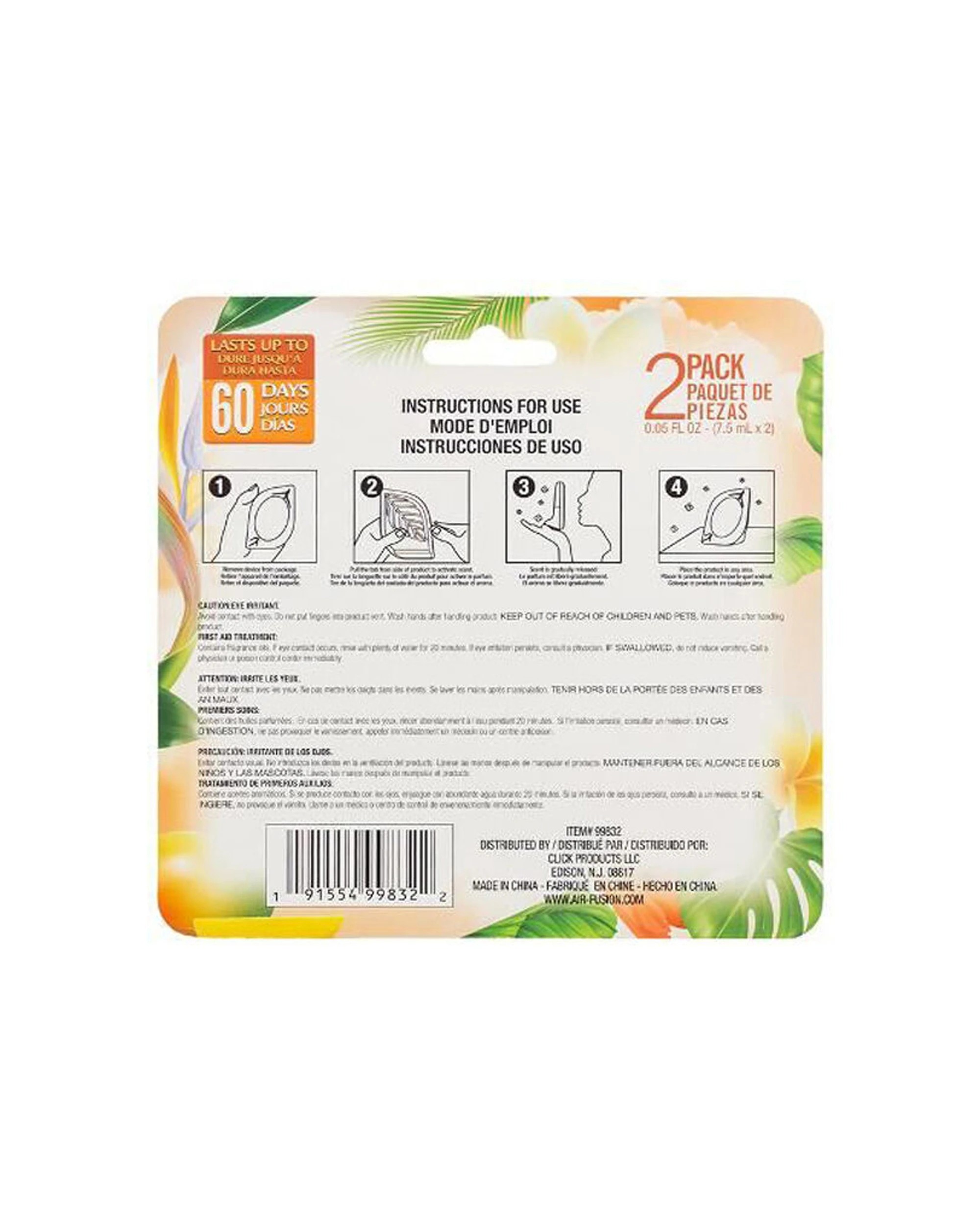 3 Air Fusion 6x 2pc Car Vent Clip Air Freshener 7.5ml Hawaiian Paradise - Green, 3 of 3