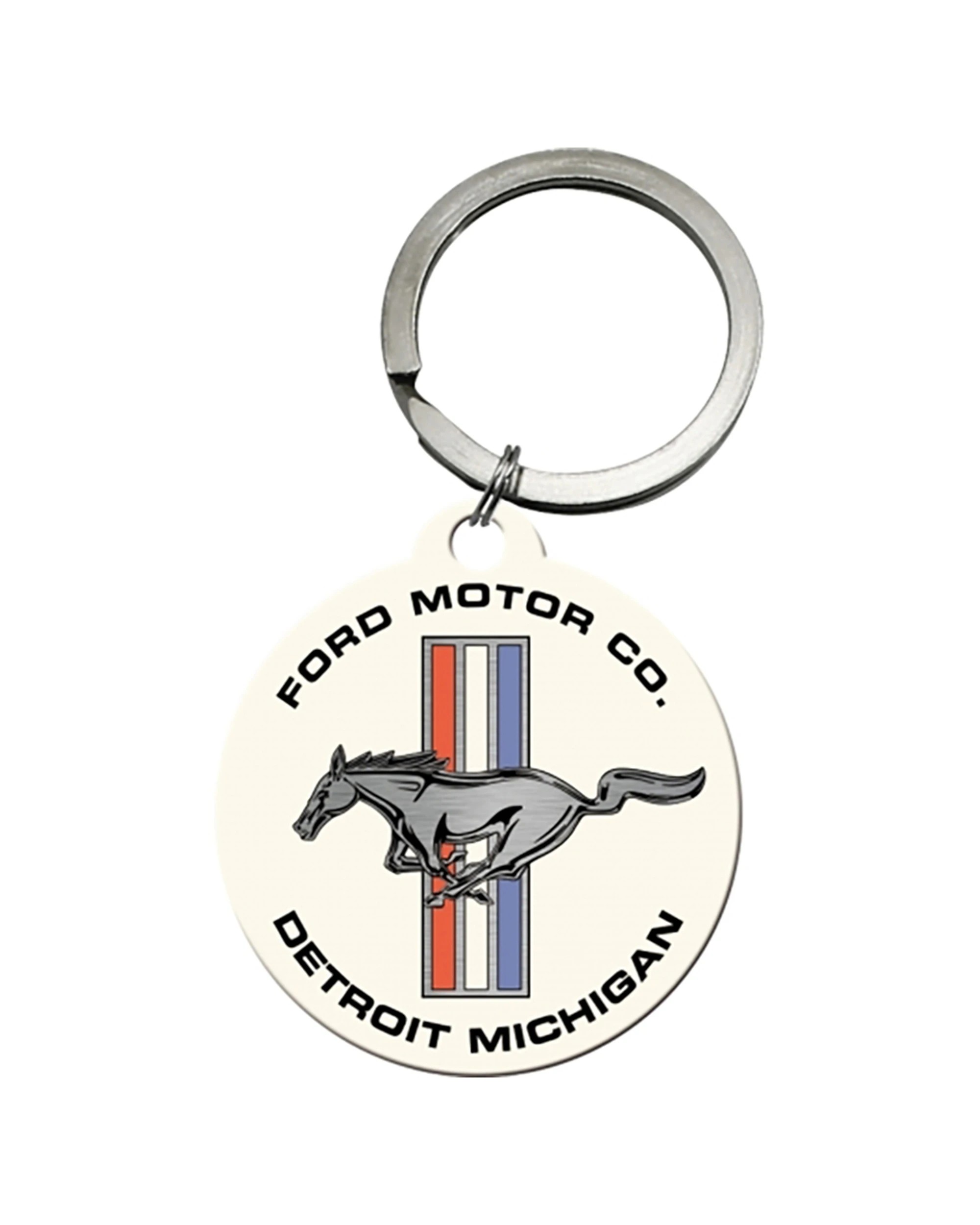 1 Nostalgic-Art Metal Round Keyring Ford Mustang Horse and Stripes Logo - Multi, 1 of 5