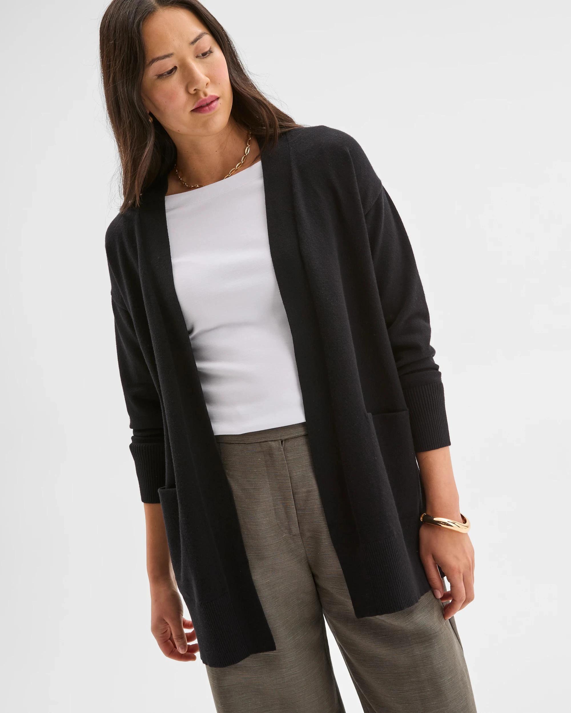 5 Preview Long Sleeve Edge To Edge Cardigan BLACK, 5 of 8