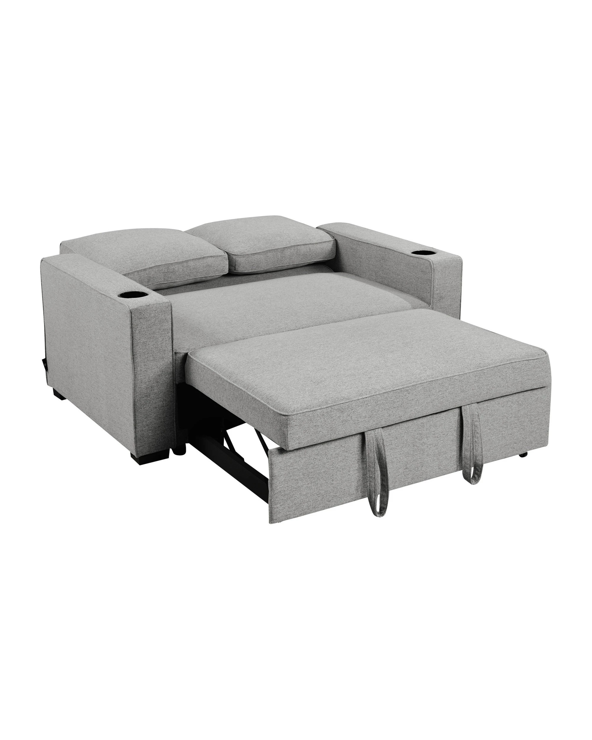 5 Sarantino Hoffman Linen Sofa Bed With Cushions And Cup Holders Light Grey, 5 of 10