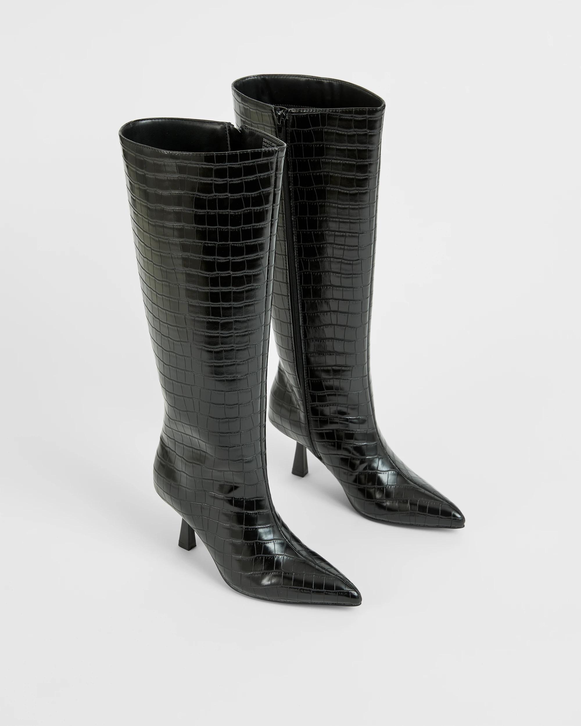 2 Target Woman High Heel Long Boots - Scarlet STRAIGHT BLACK CROC, 2 of 3