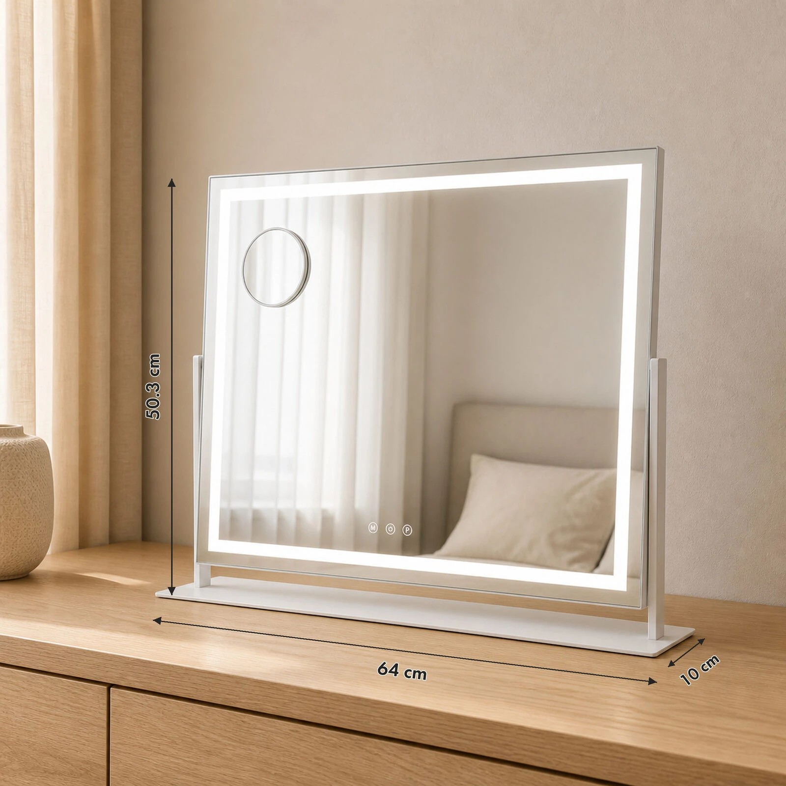 2 Lenoxx LED Makeup Beauty Mirror 64cm x 50.3cm with Adjustable Brightness & Magnifying Mirror, 2 of 8