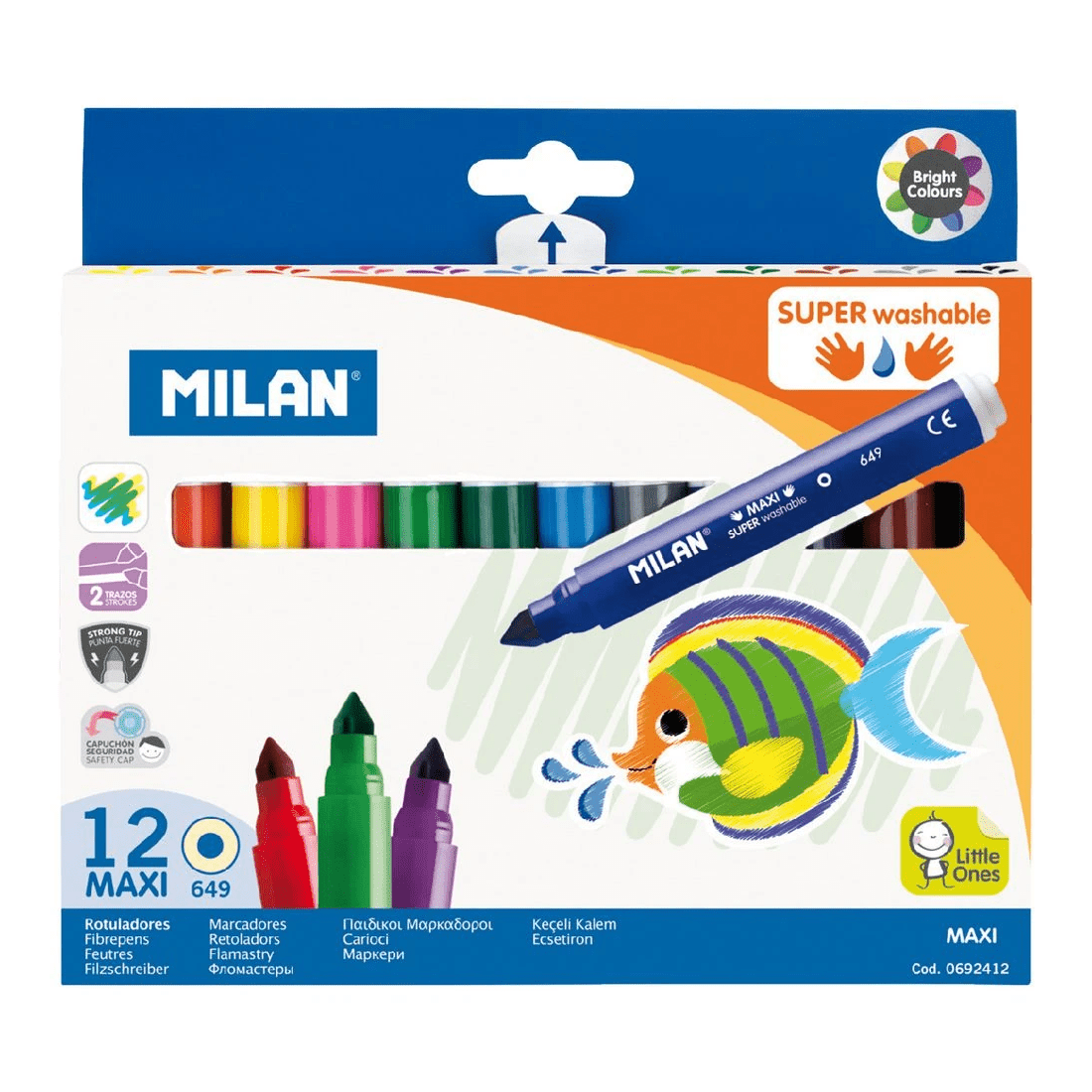 1 Milan Super Washable Maxi Fibre Pens 12 Pack, 1 of 5