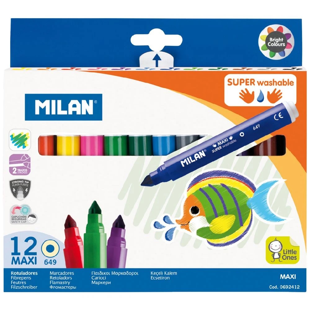 1 Milan Super Washable Maxi Fibre Pens 12 Pack, 1 of 5