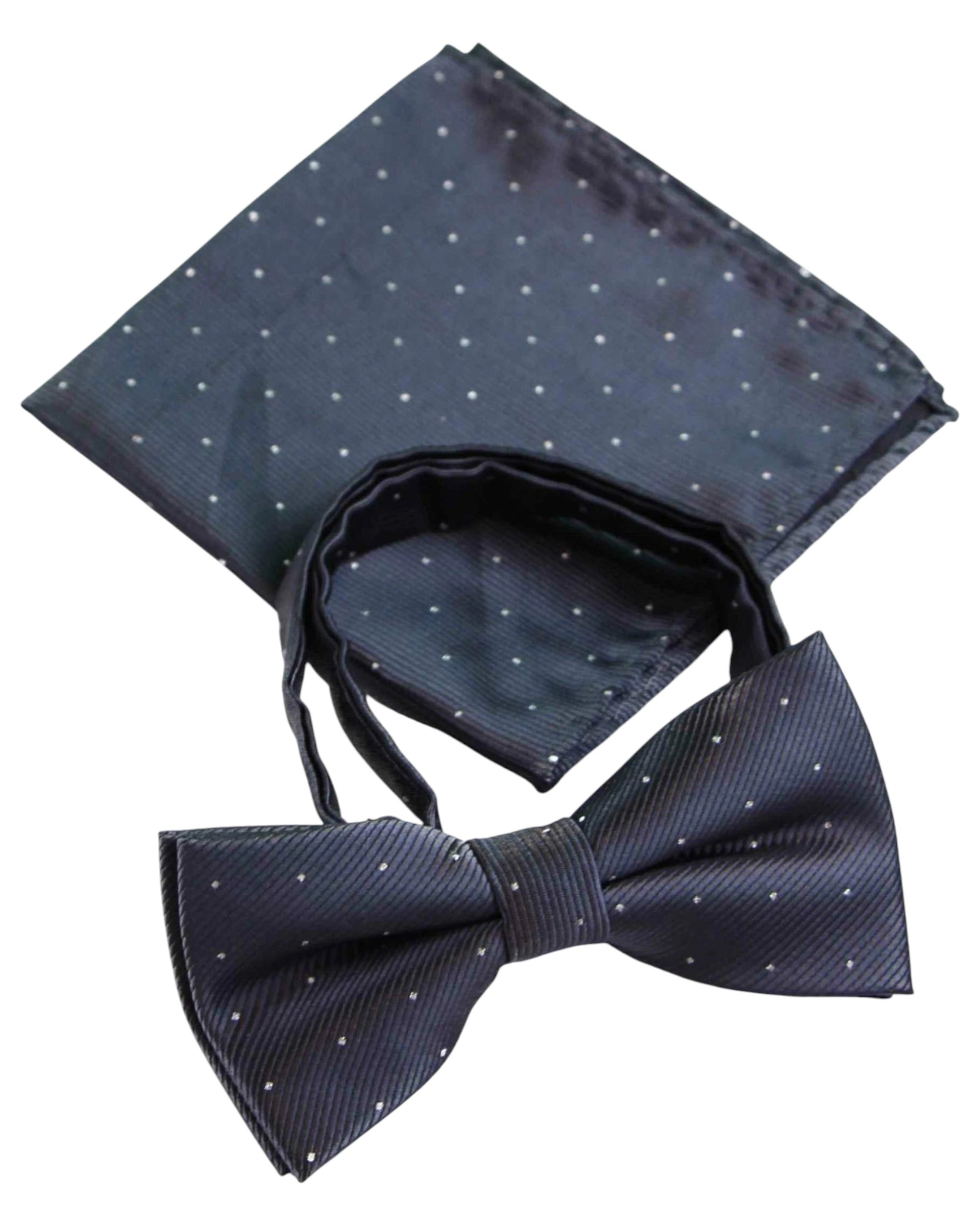 2 Zasel Mens Dark Grey With Silver Stars Matching Bow Tie & Pocket Square Set - Multi, 2 of 4