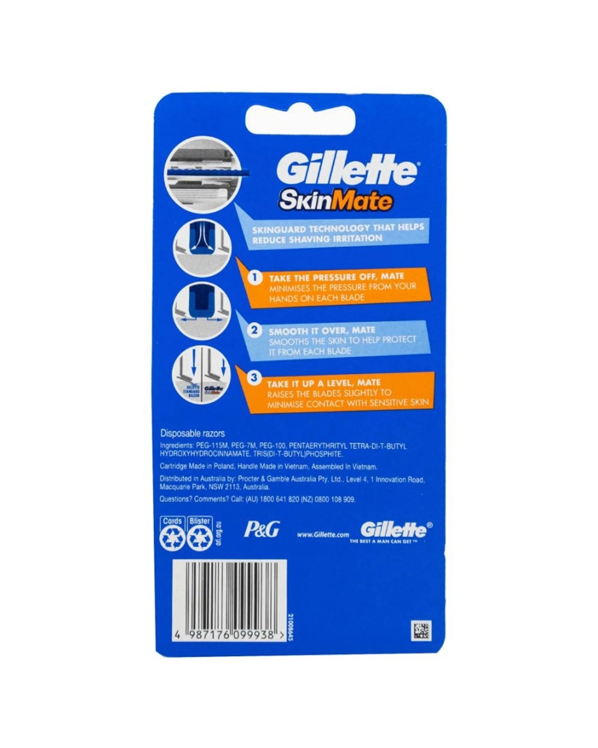 3 Gillette SkinMate Sensitive Skin Mens Disposable Razors Pack Of 64 - Multi, 3 of 3