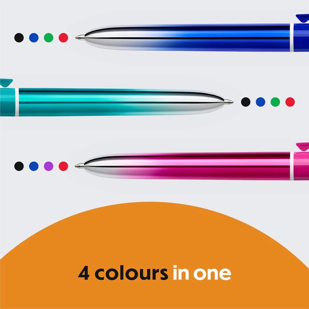 2 Bic 4-Colour Smooth Ballpoint Pen Blue, 2 of 4