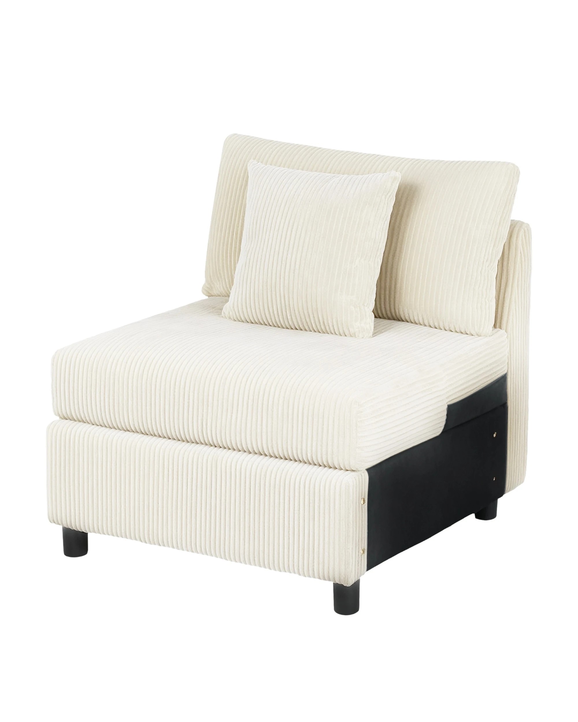 1 Advwin Armless Sofa Corduroy Modular Lazy Sofa Modern Lounge Chair Couch with Cushion, 1 of 8