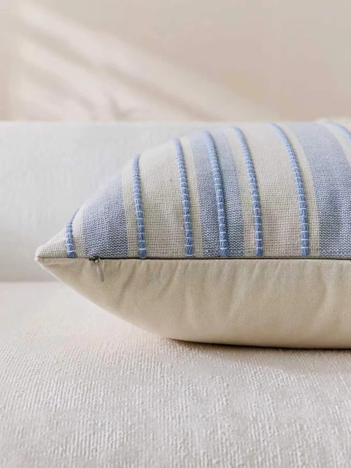 4 Gioia Casa 2-Pack Heritage Linear Woven Cushion Covers 45cm x 45cm - Sky, 4 of 4