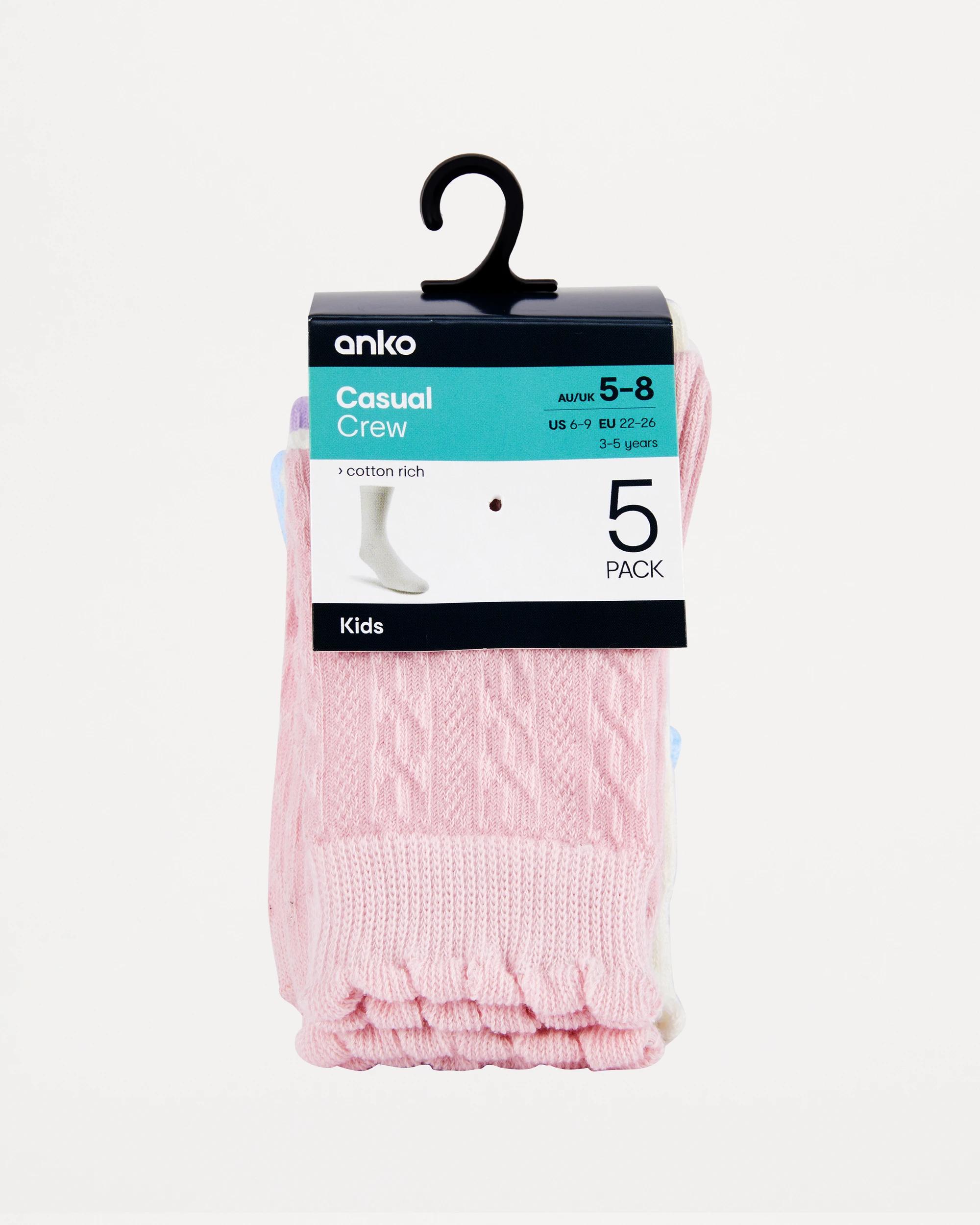 3 5 Pack Crew Socks Pnk Sock, 3 of 3