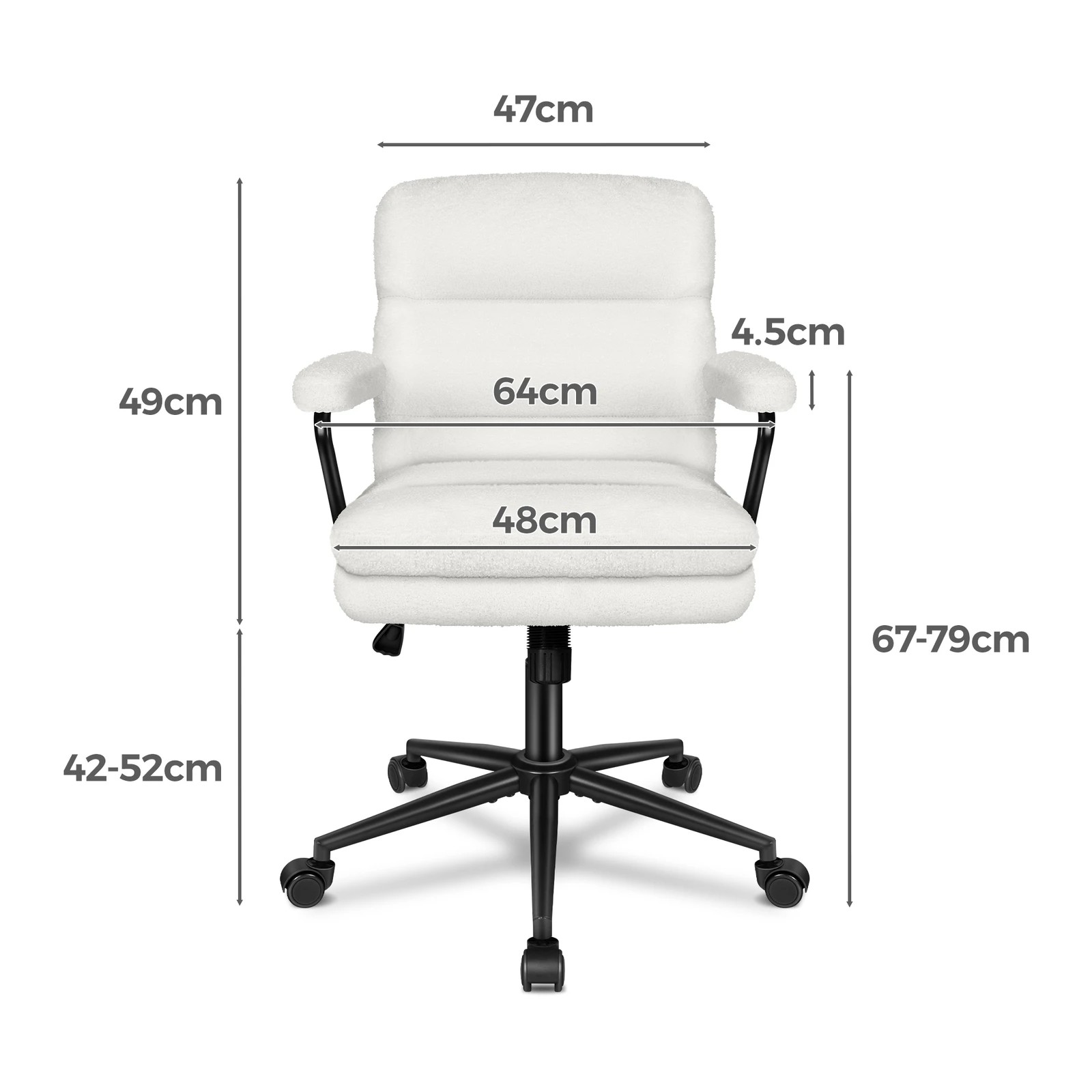 9 Alfordson Office Chair Ergonomic Executive Computer Work Seat Boucle - White, 9 of 10