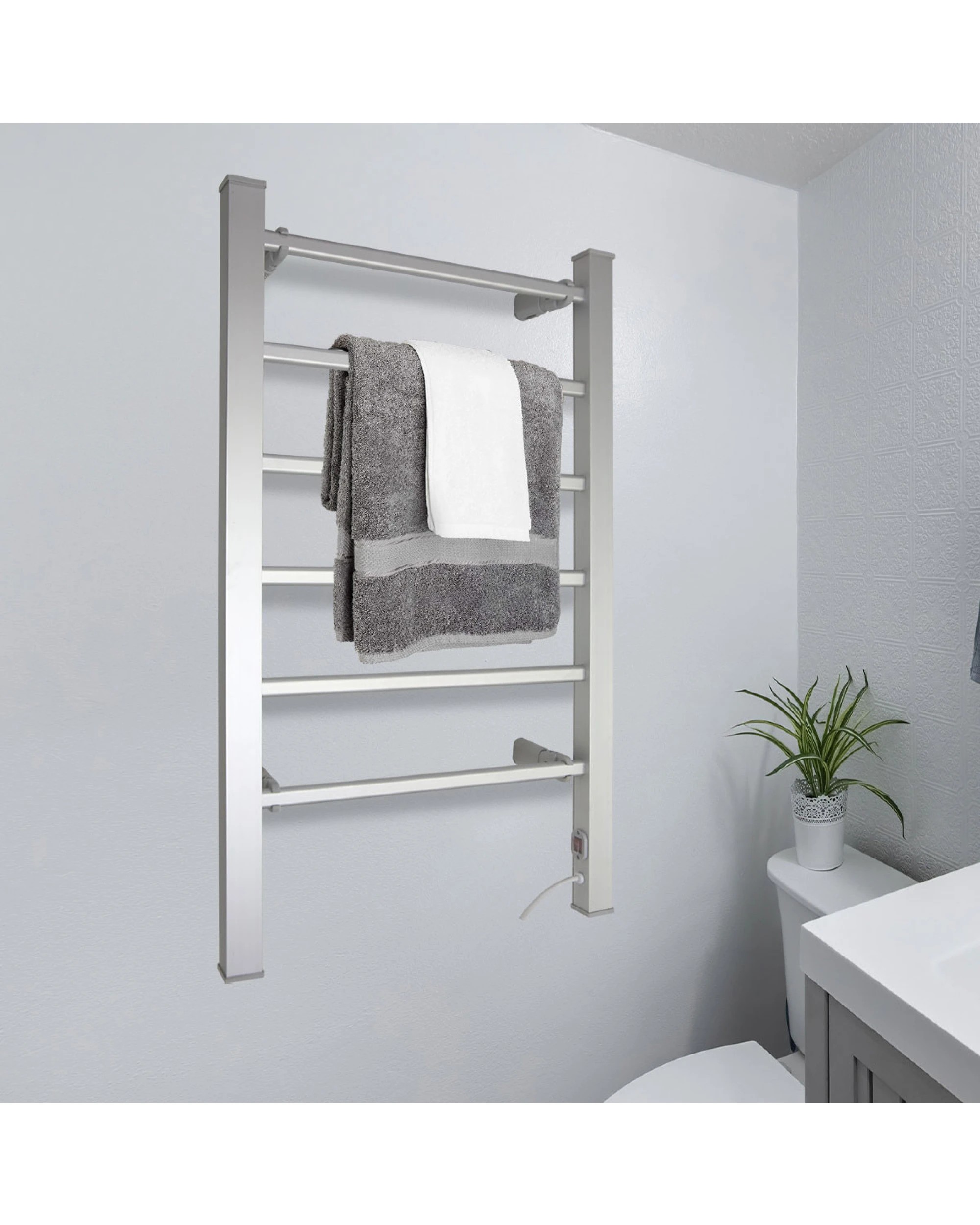 5 Pronti Heated Towel Rack Electric Bathroom Towel Rails Warmer 100W - Silver, 5 of 6