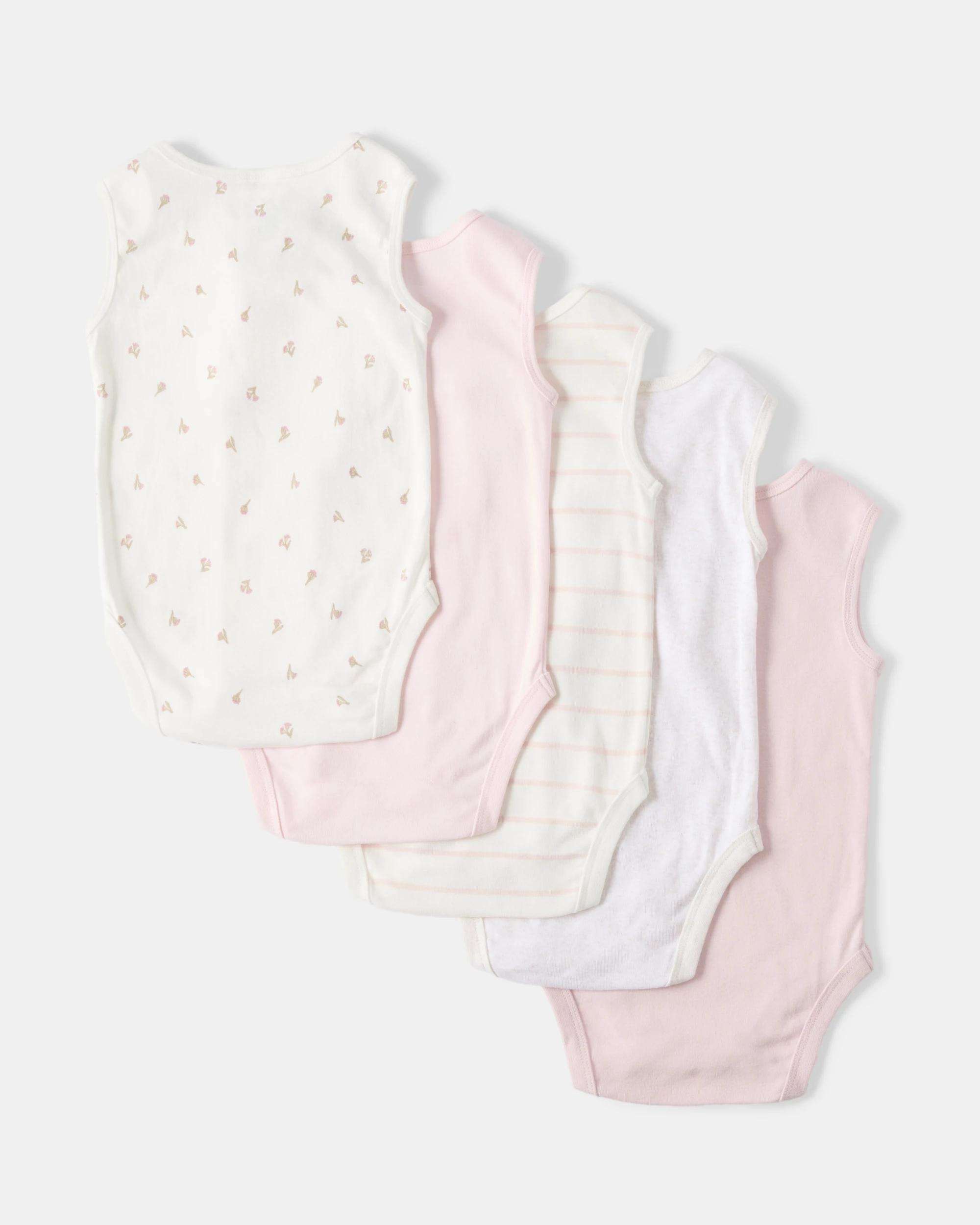 2 5 Pack Sleeveless Bodysuits Floral, 2 of 3