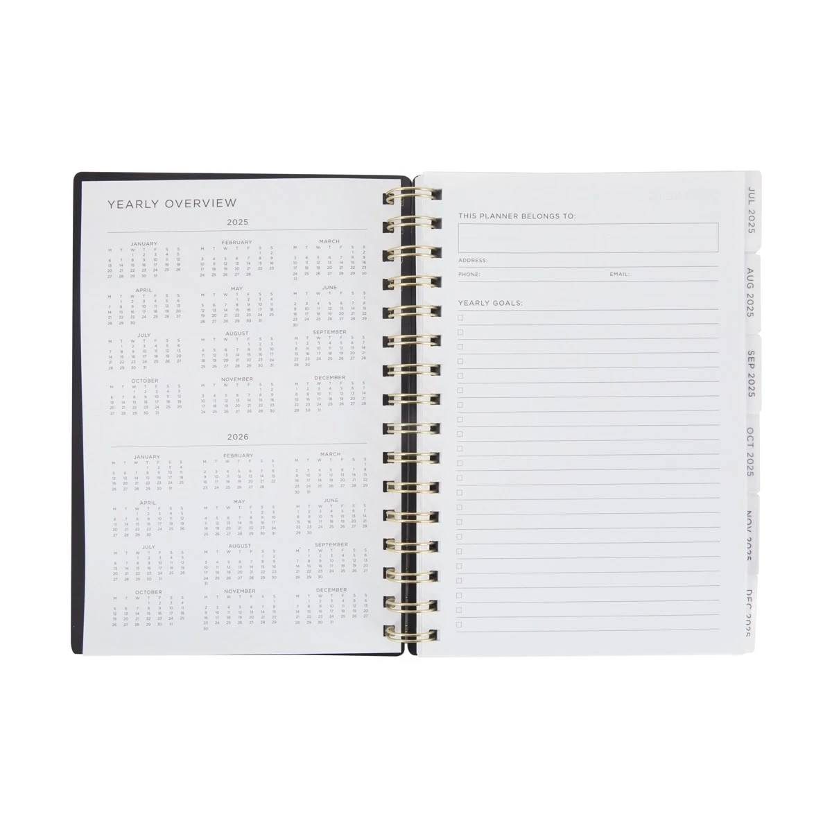 4 2025-26 A5 Spiral Weekly Diary - Black, 4 of 7