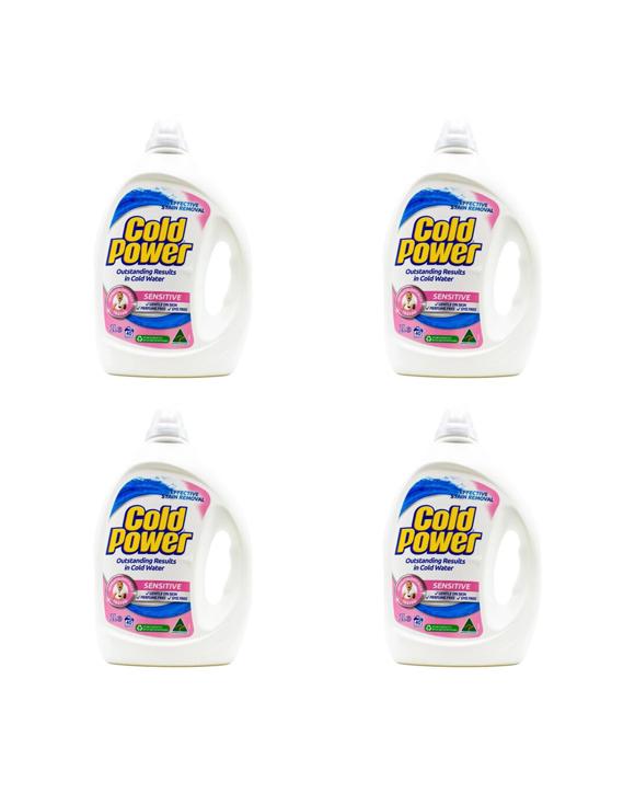 Cold Power Laundry Liquid 4 Pack 2L Sensitive Skin Care Effective Stain Remover - White