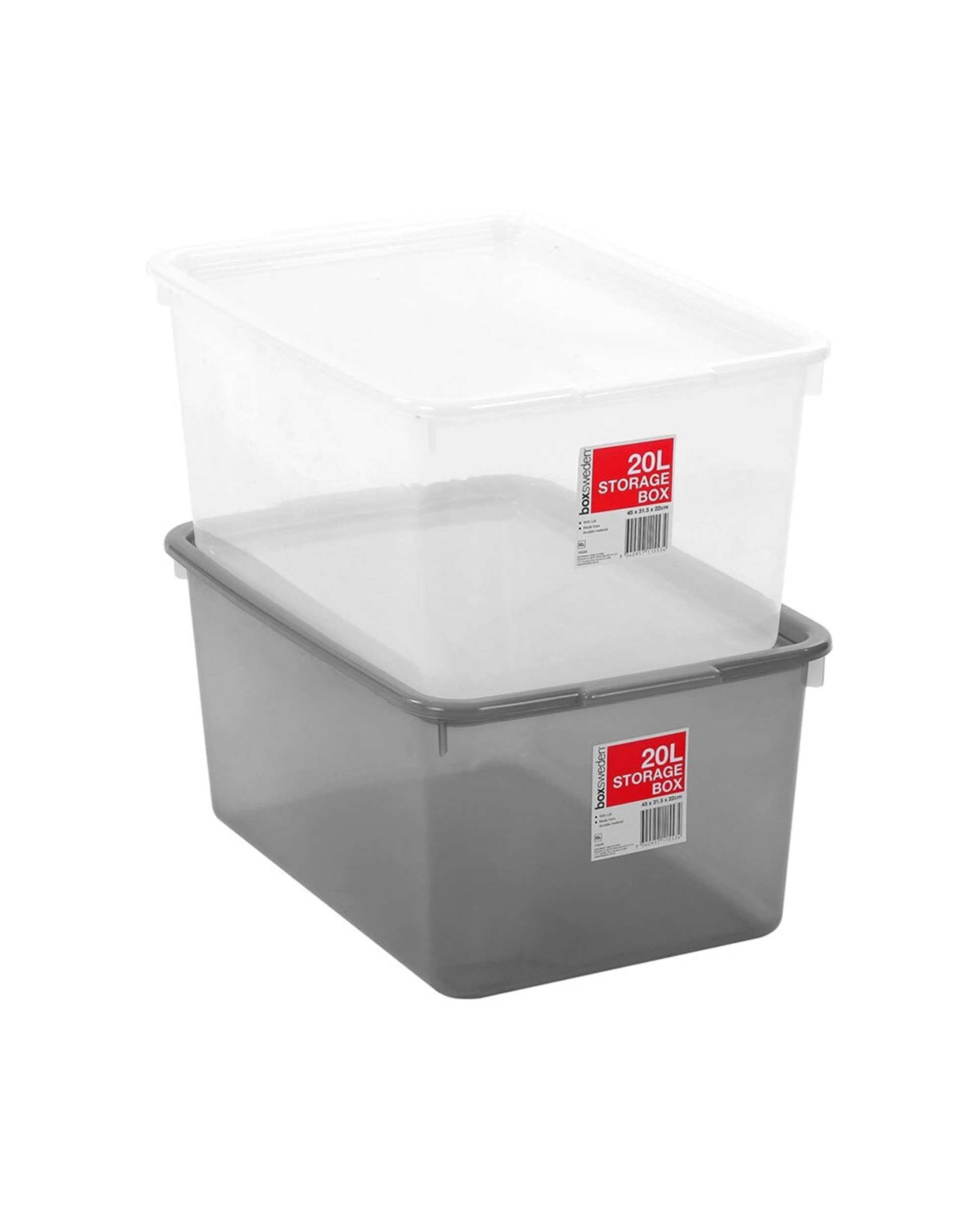 4 Boxsweden 20l Storage Box 45cm Secure Lid Durable Plastic - Assorted, 4 of 5