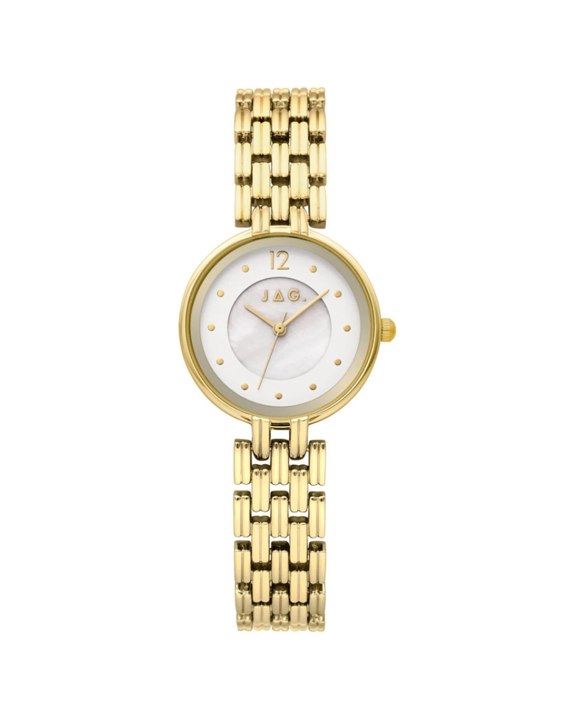 1 JAG Iluka Women's Watch White Mother of Pearl Dial Gold Metal Band 30mm 3 ATM, 1 of 4
