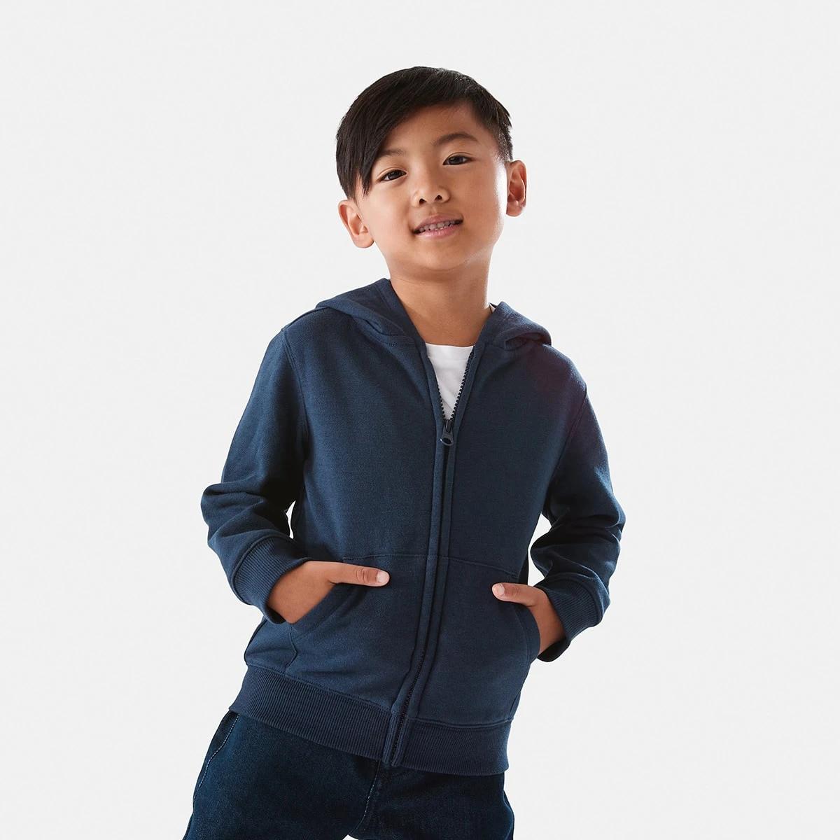 2 Plain Zip Through Hoodie Harb Navy, 2 of 9