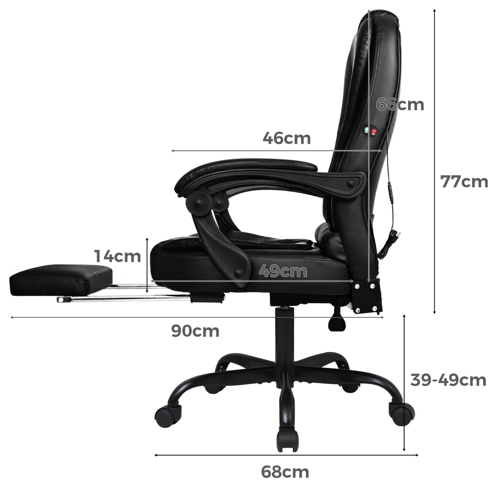 4 Alfordson Massage Office Chair FOOTREST Executive Gaming Racing Seat PU Leather - Black, 4 of 10