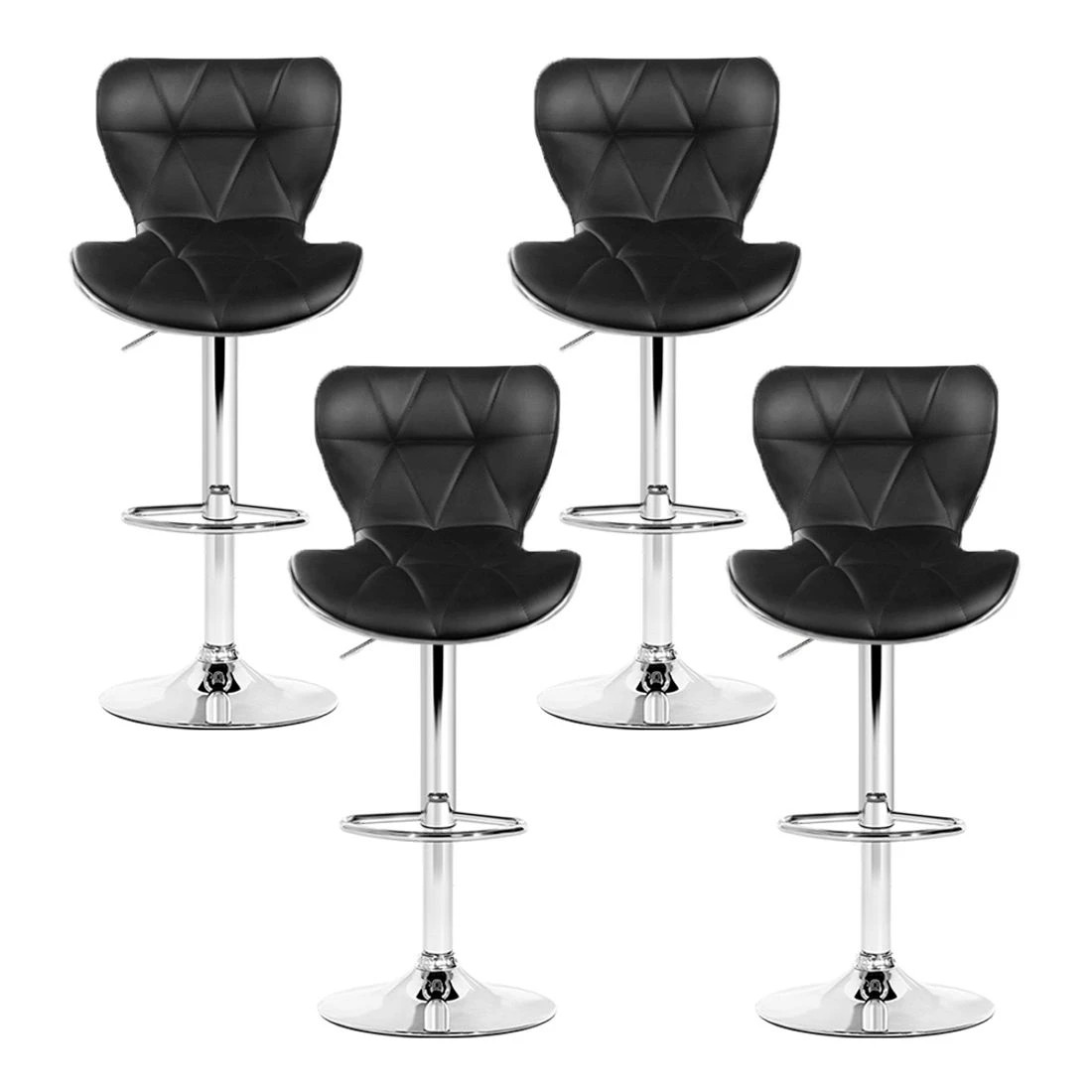3 Artiss 4x Bar Stools Gas Lift Leather Seat - Black, 3 of 6