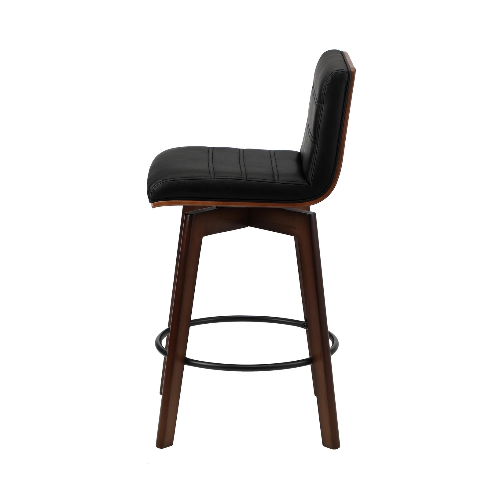 7 Oikiture 2x Wooden Bar Stools Kitchen Counter Swivel Dining Chair Pu Leather
 - Black, 7 of 9