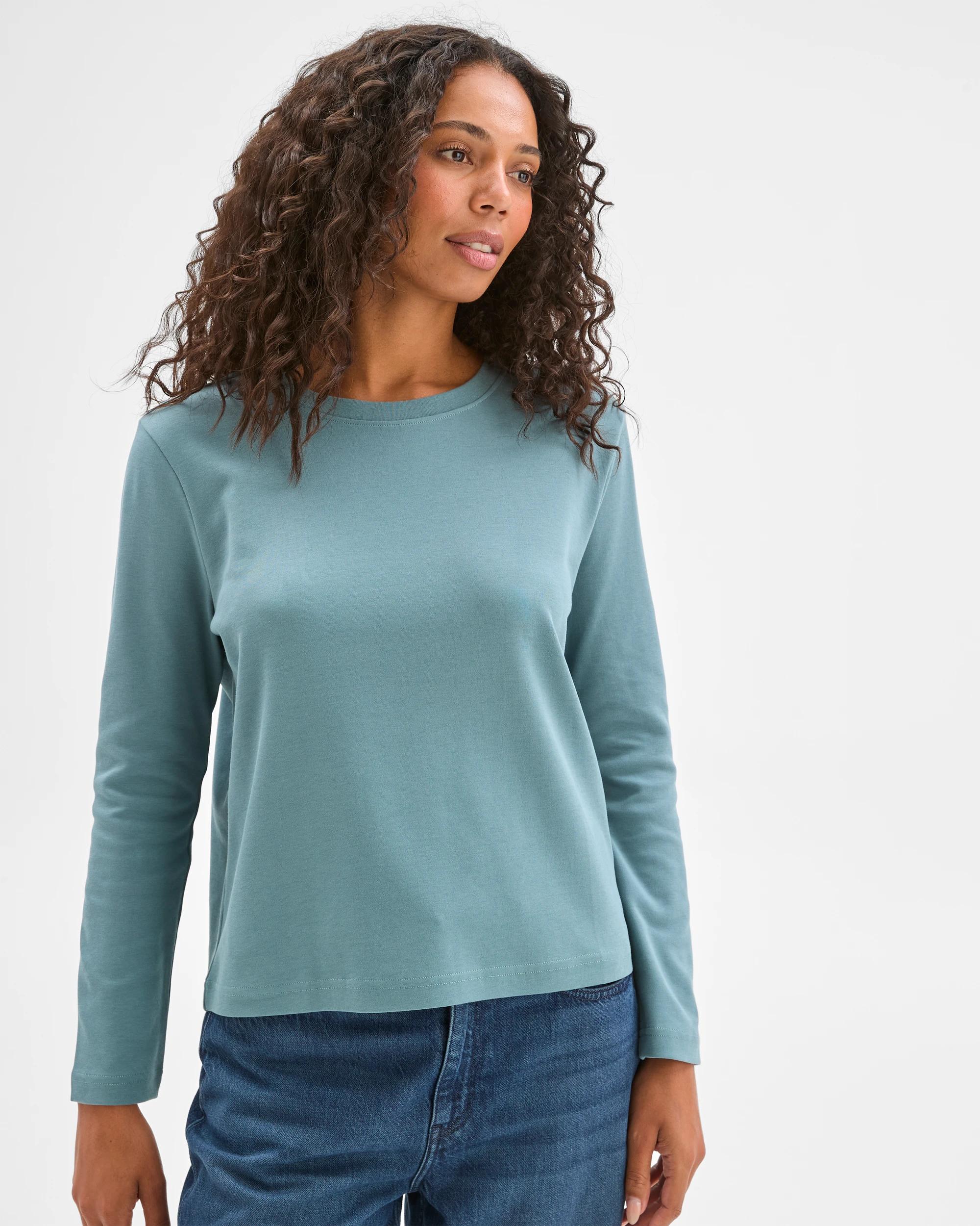 2 Target Woman Australian Cotton Classic Long Sleeve Crew Neck T-Shirt SUCCULENT, 2 of 5