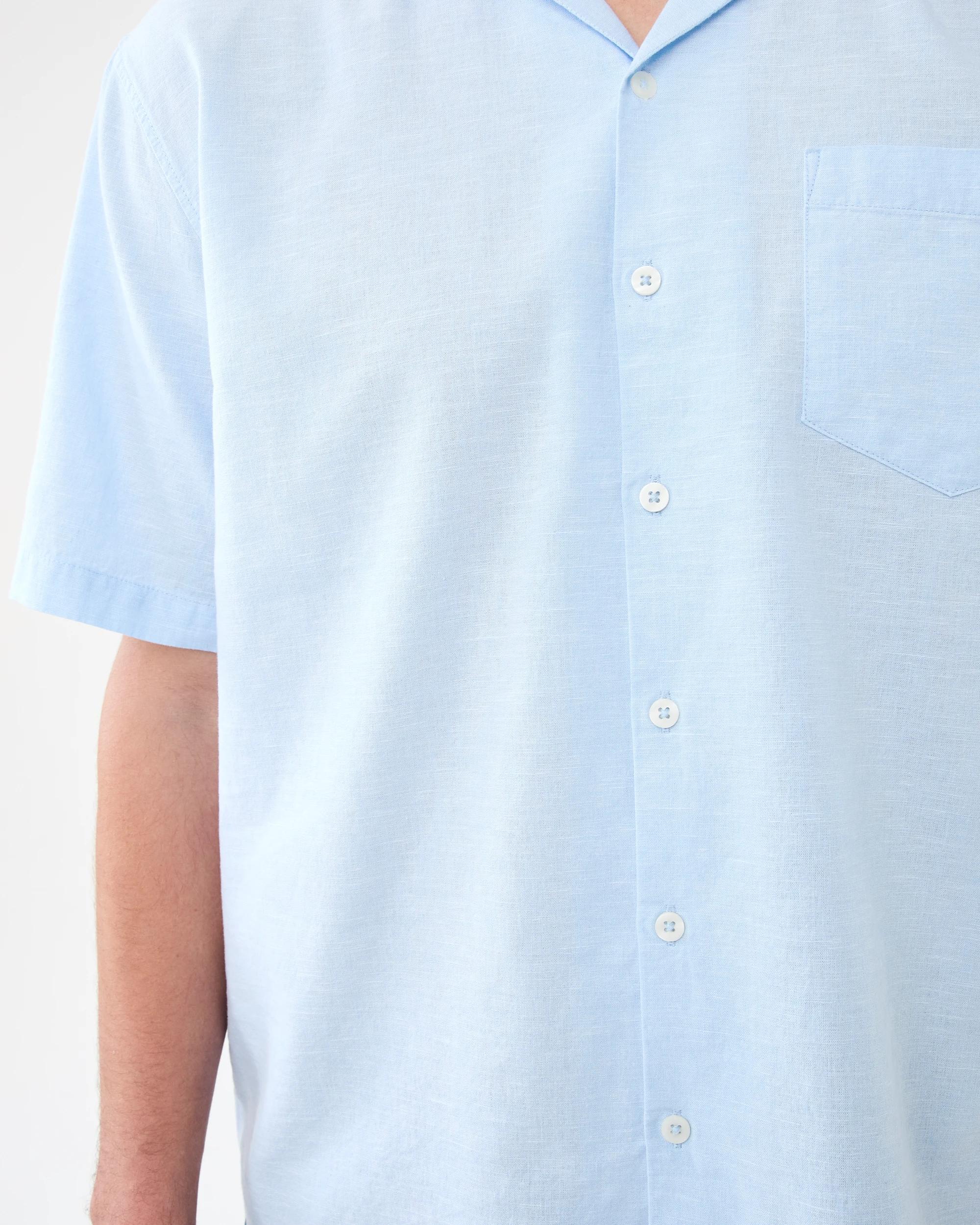 7 Short Sleeve Cotton Linen Shirt Blu Crystl, 7 of 7