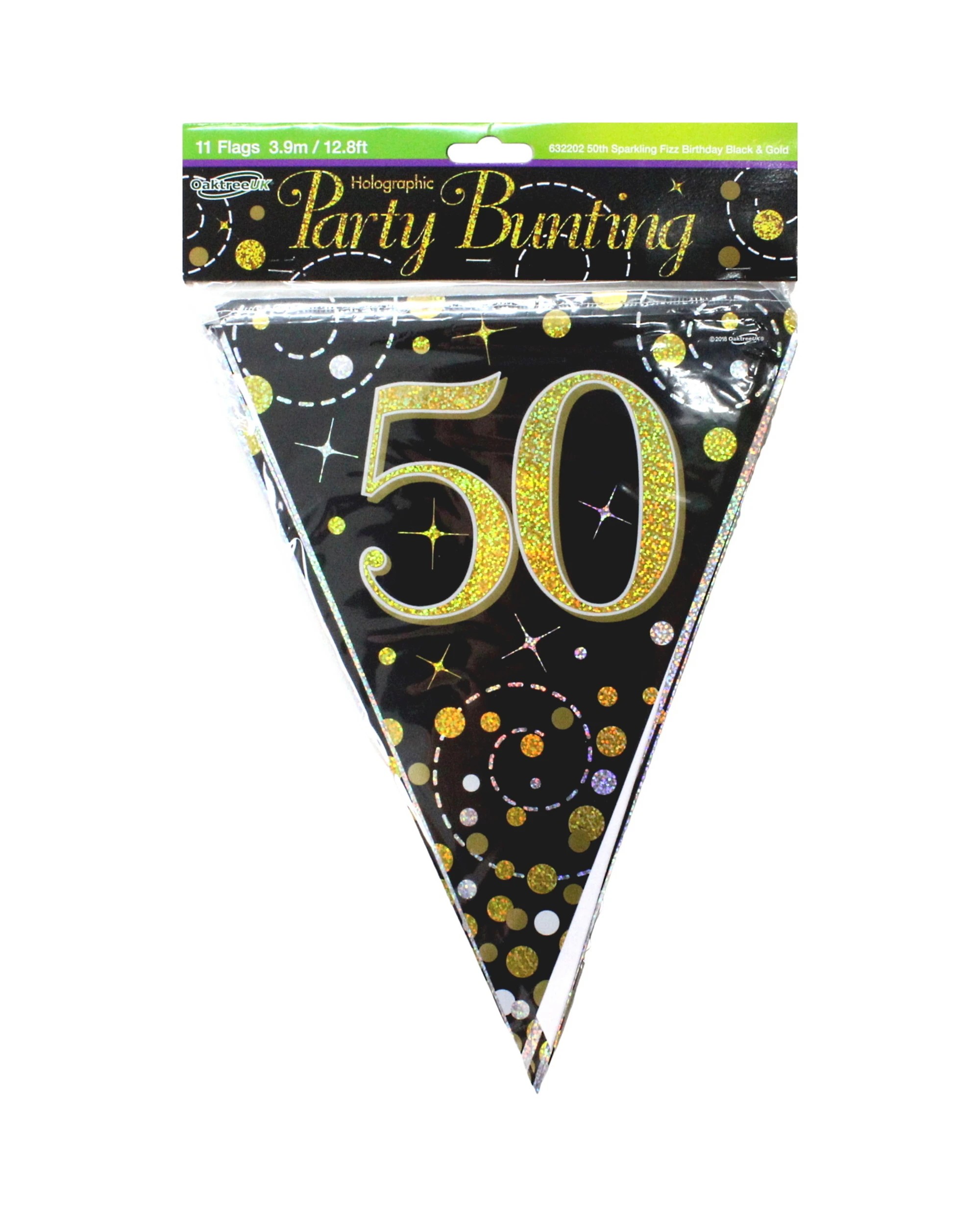 1 Alpen Sparkling Fizz Black and 50th Birthday Flag Banner - Gold, 1 of 1