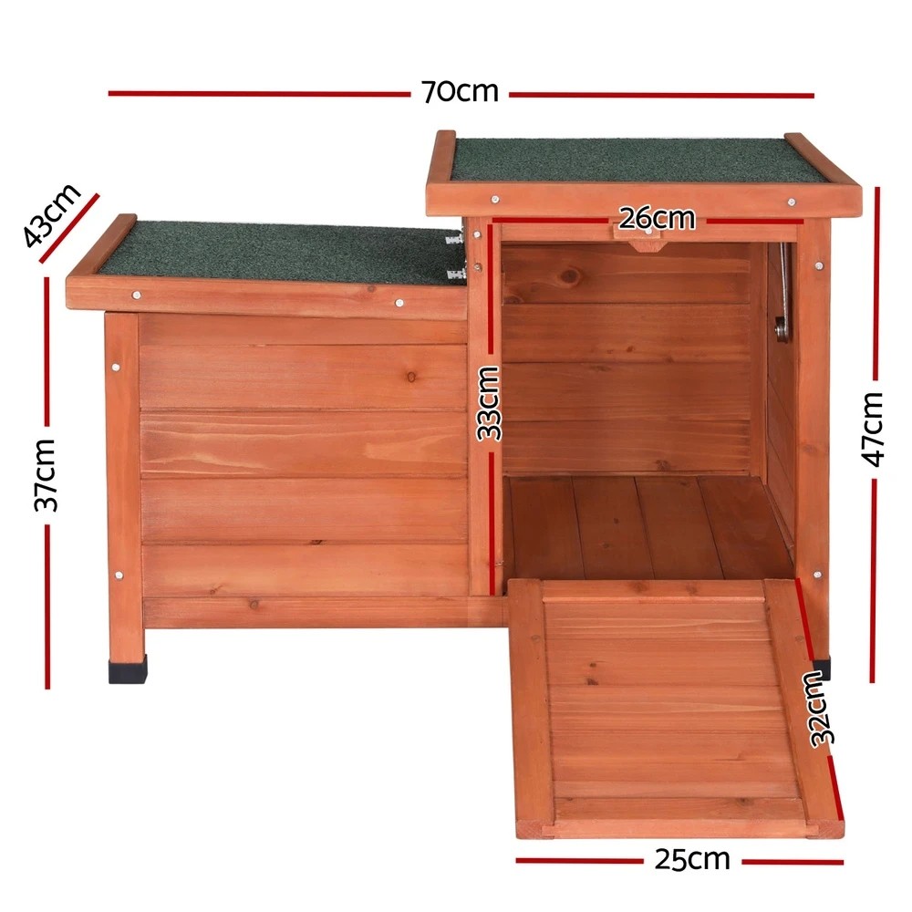 2 i.Pet Rabbit Hutch Outdoor Cat House Wooden Shelter Condo Small Enclosure - Multi, 2 of 6