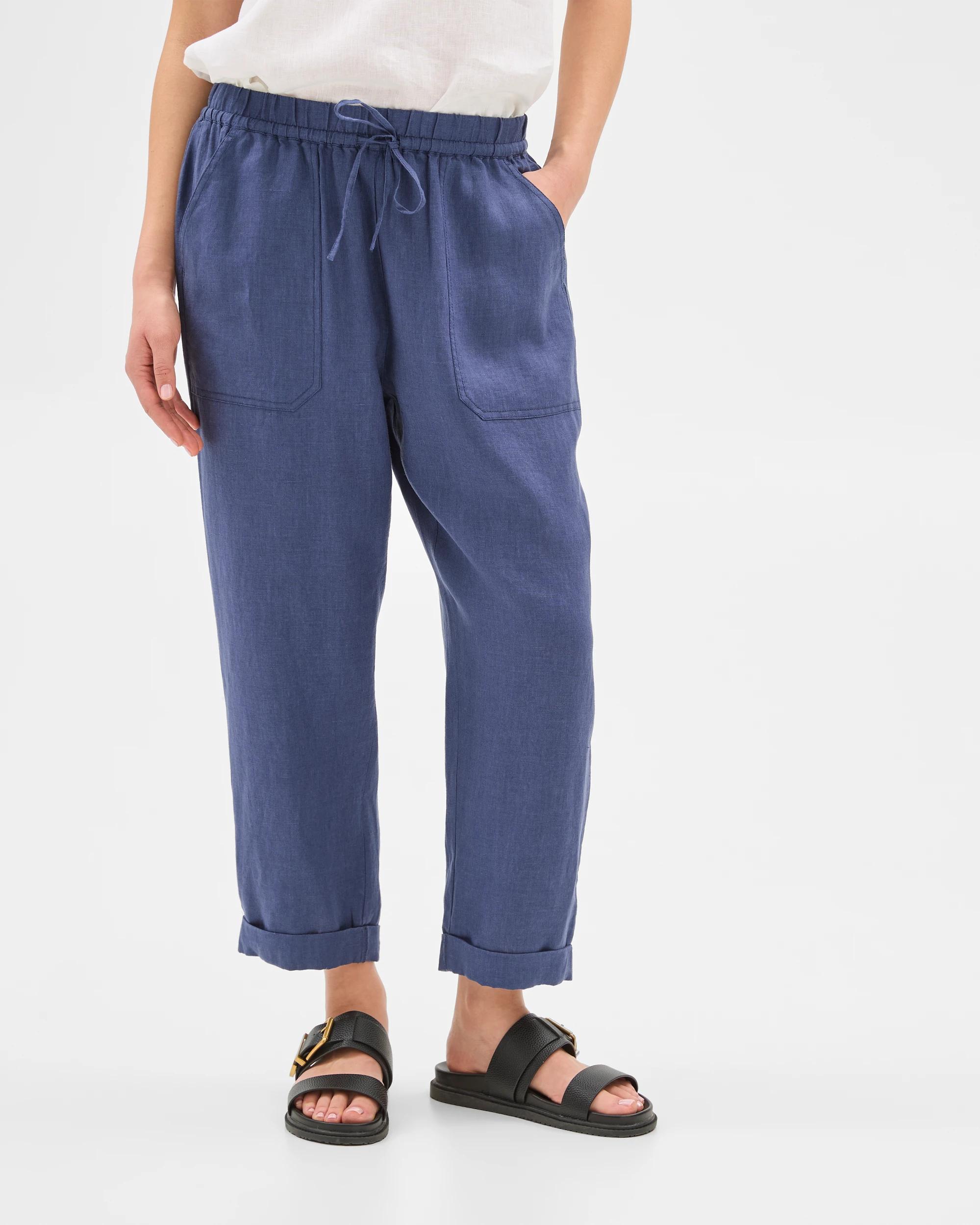 2 Target European Linen Tapered Pants BLUE INDIGO, 2 of 8