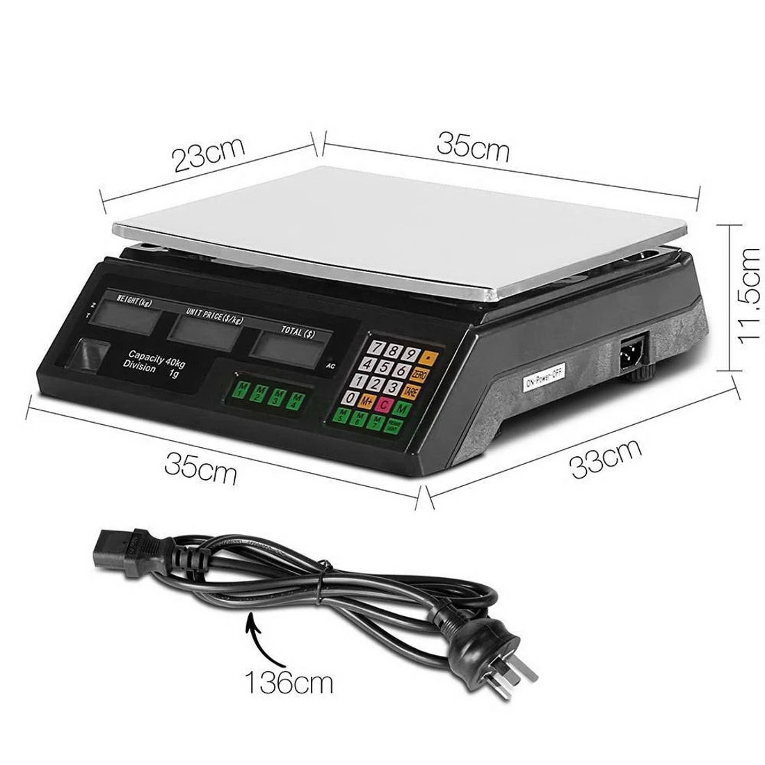 2 Emajin Scales Digital Kitchen 40KG Weighing Scales Platform Scales LCD - Black, 2 of 6