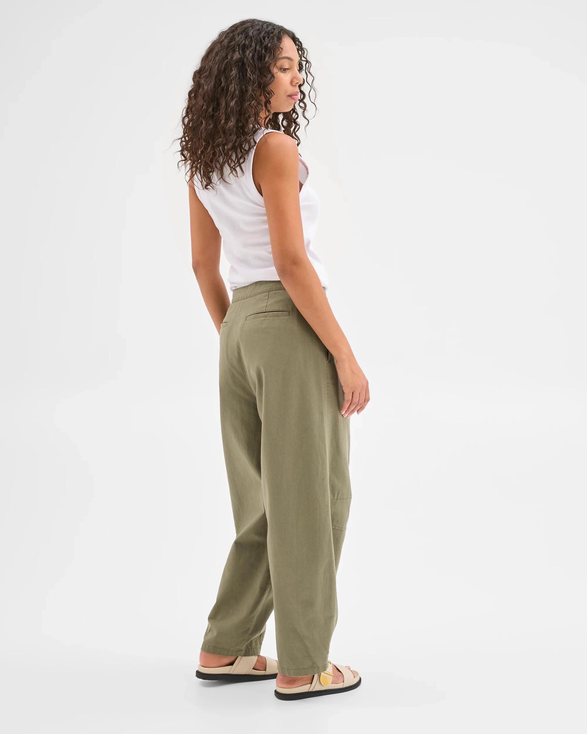 4 Target Australian Cotton Blend Soft Barrel Leg Pants DUSTY OLIVE, 4 of 5