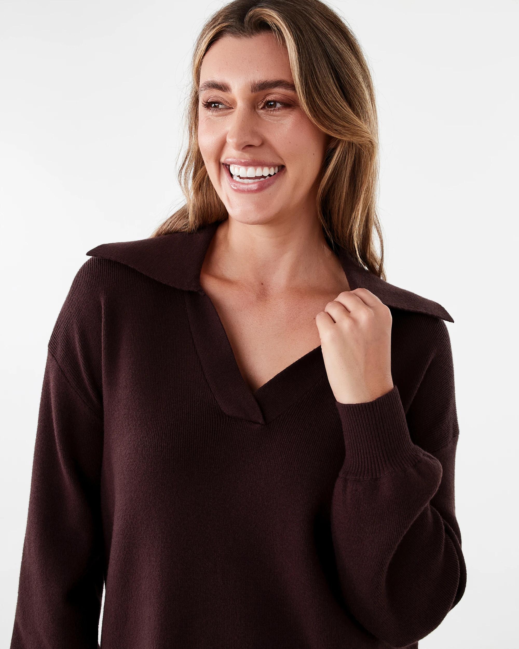 4 Compact Polo Jumper Choc Plum, 4 of 8