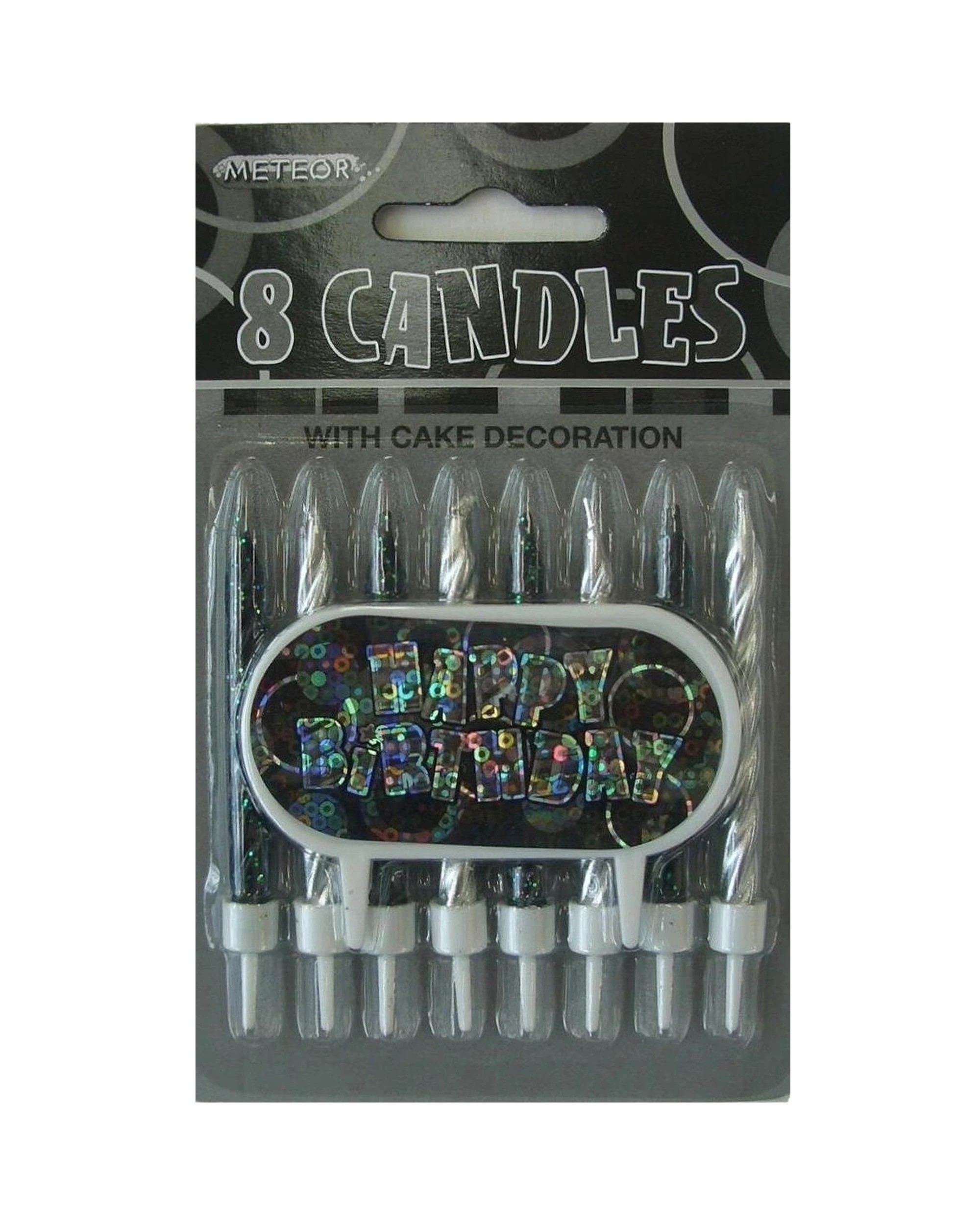 1 Meteor Party 8pc Glitz Candles With Deco Birthday Cake Decoration - Black, 1 of 1