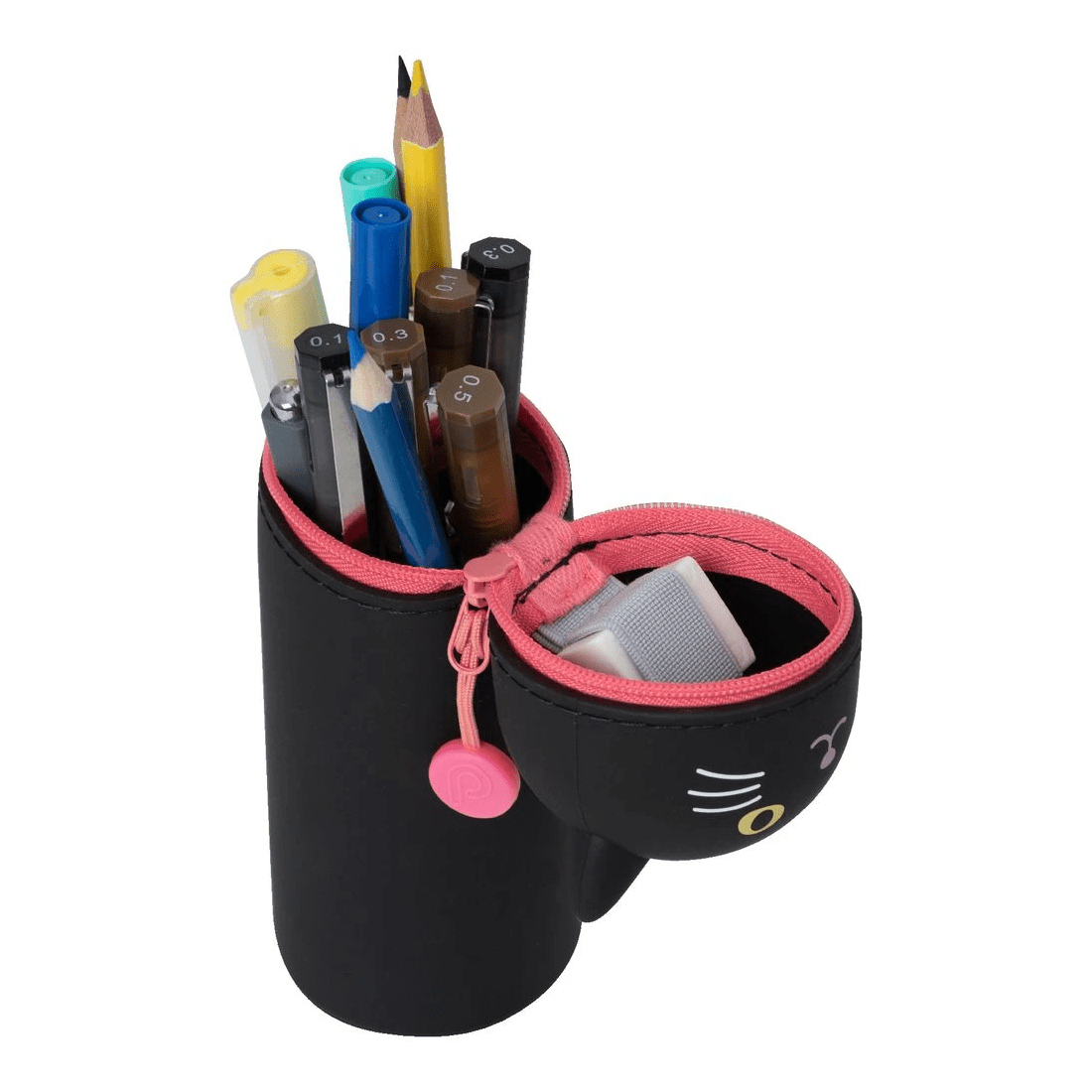 3 PuniLabo Single Zip Stand Up Silicone Pencil Case Black Cat, 3 of 4