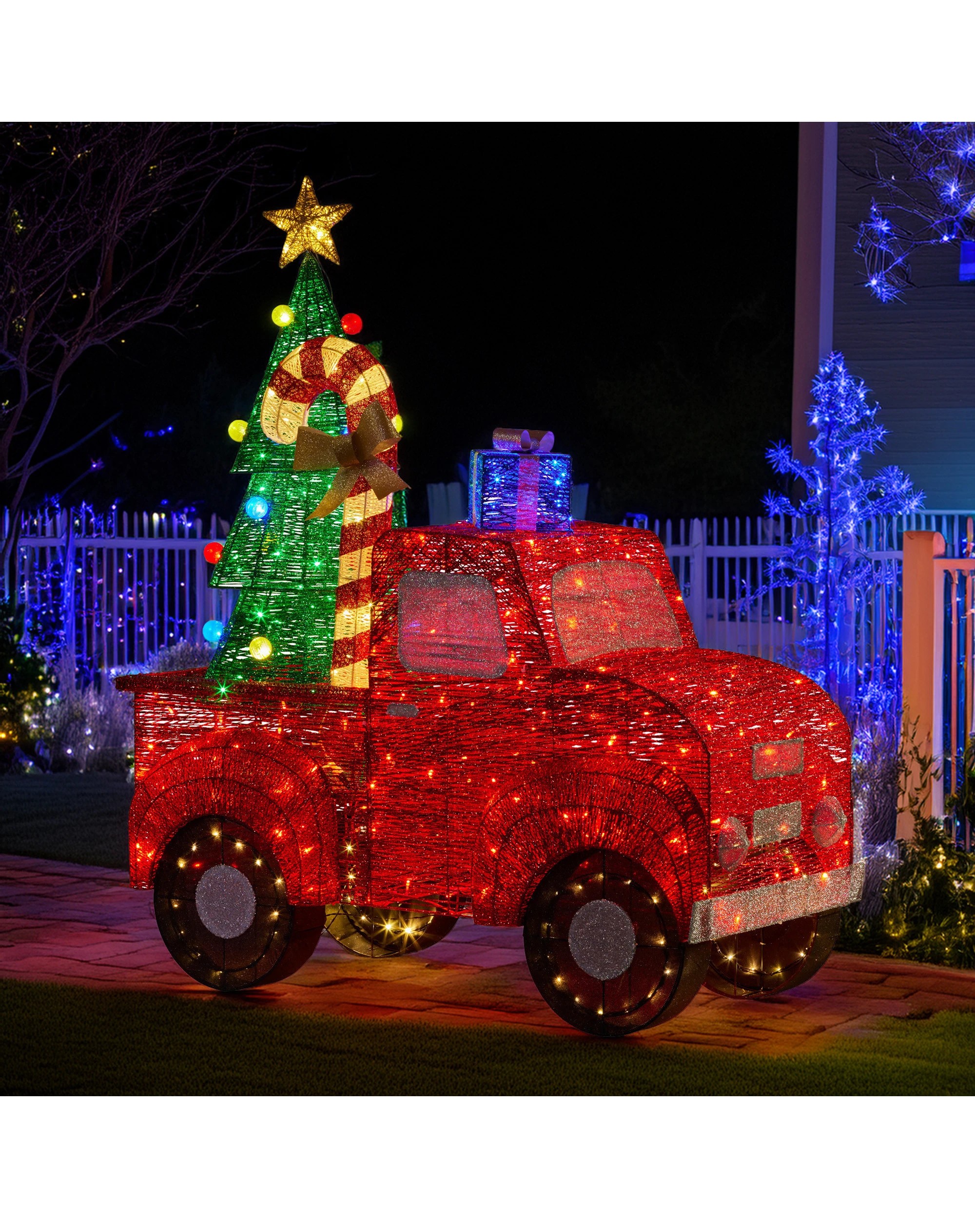 7 Christabelle 1.4m Christmas Tree Truck Indoor Outdoor Display Decoration Led Lights Front Yard Lawn Statue Ornament, 7 of 7