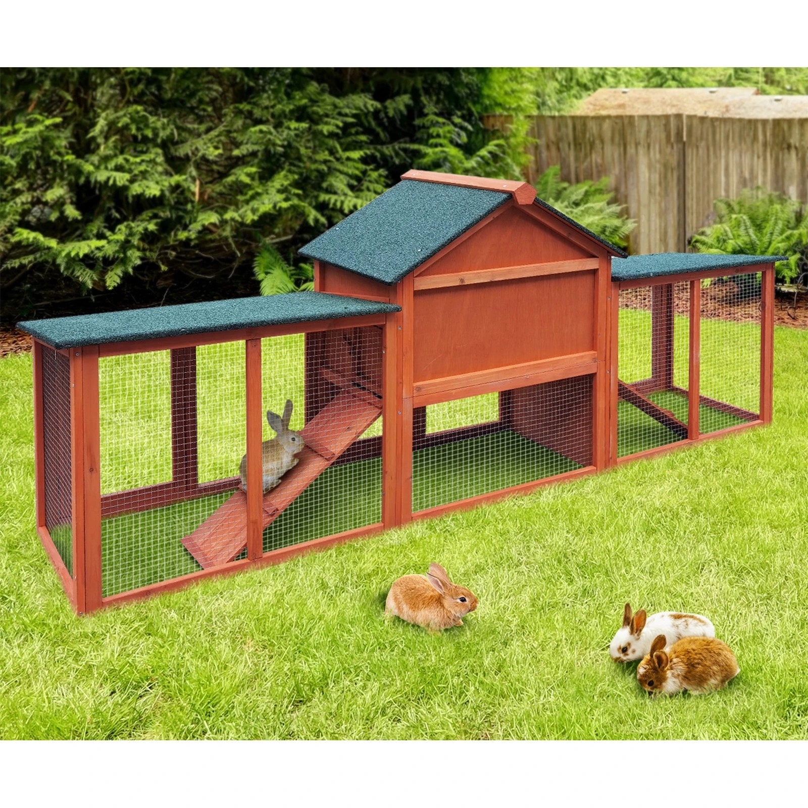 3 Alopet Rabbit Hutch Chicken Coop Bunny House Run Cage Wooden Outdoor Pet Hutch - Grey, 3 of 4