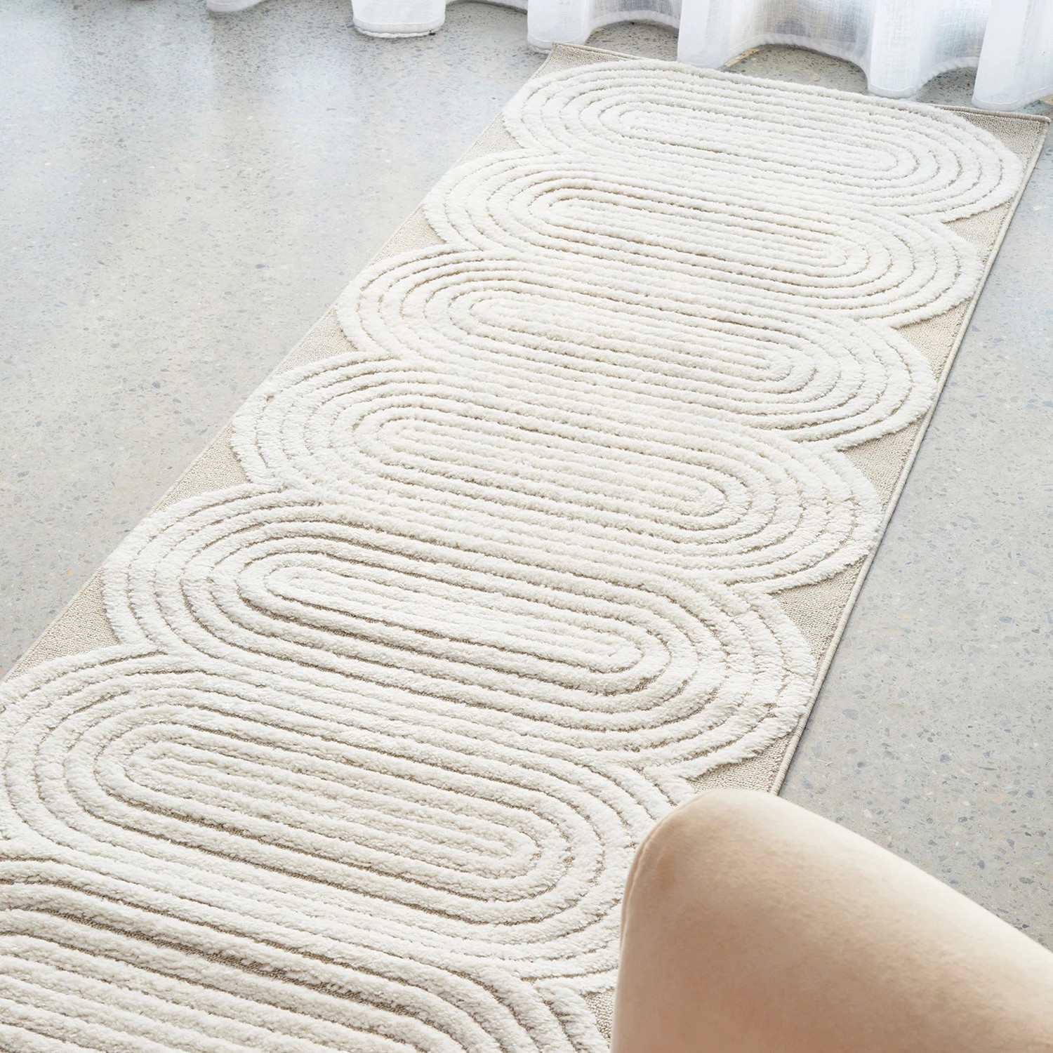 1 Common Ground Rugs Nirvana Carl 500x80cm - Extra Large Runner Power Loomed Pet Friendly Rug - Beige, 1 of 7