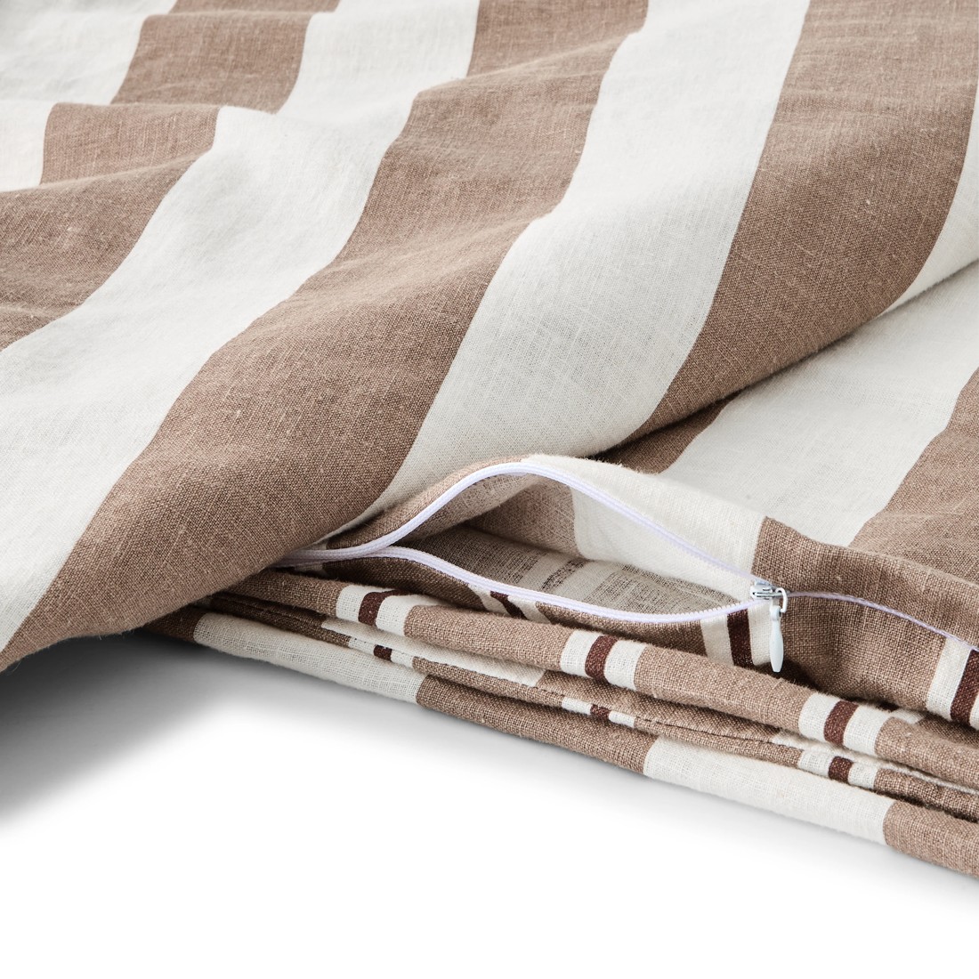 5 Stripe Linen Cotton Reversible Quilt Cover Set - King Bed, Tan and Off White, 5 of 8