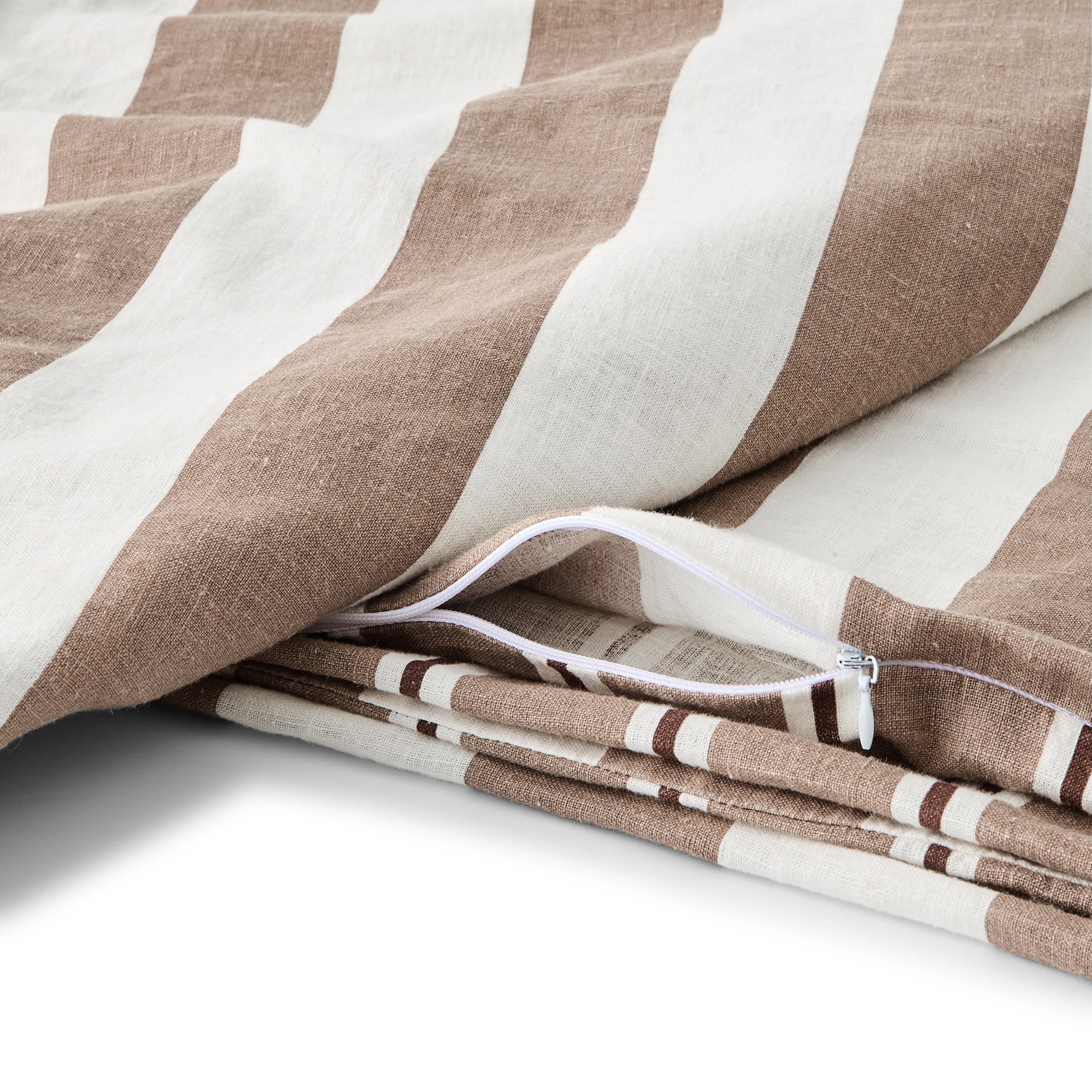 5 Stripe Linen Cotton Reversible Quilt Cover Set - King Bed, Tan and Off White, 5 of 8