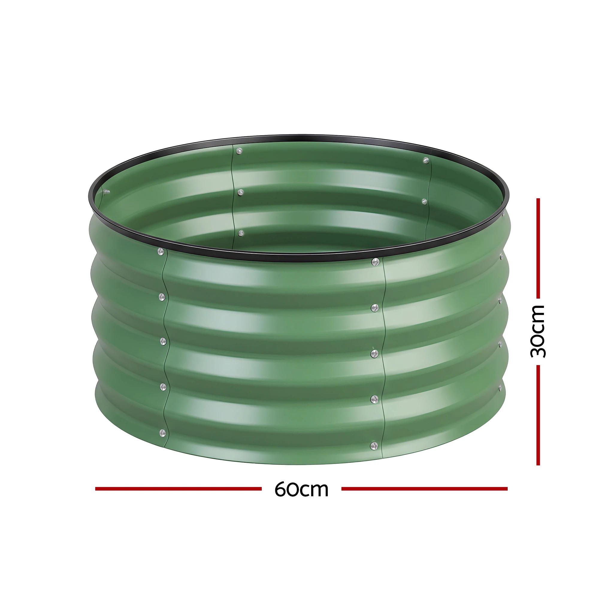 2 Green Fingers Fingers Round Raised Garden Bed 2 Pack Galvanised Planter Box Rust Resistant - Green, 2 of 10