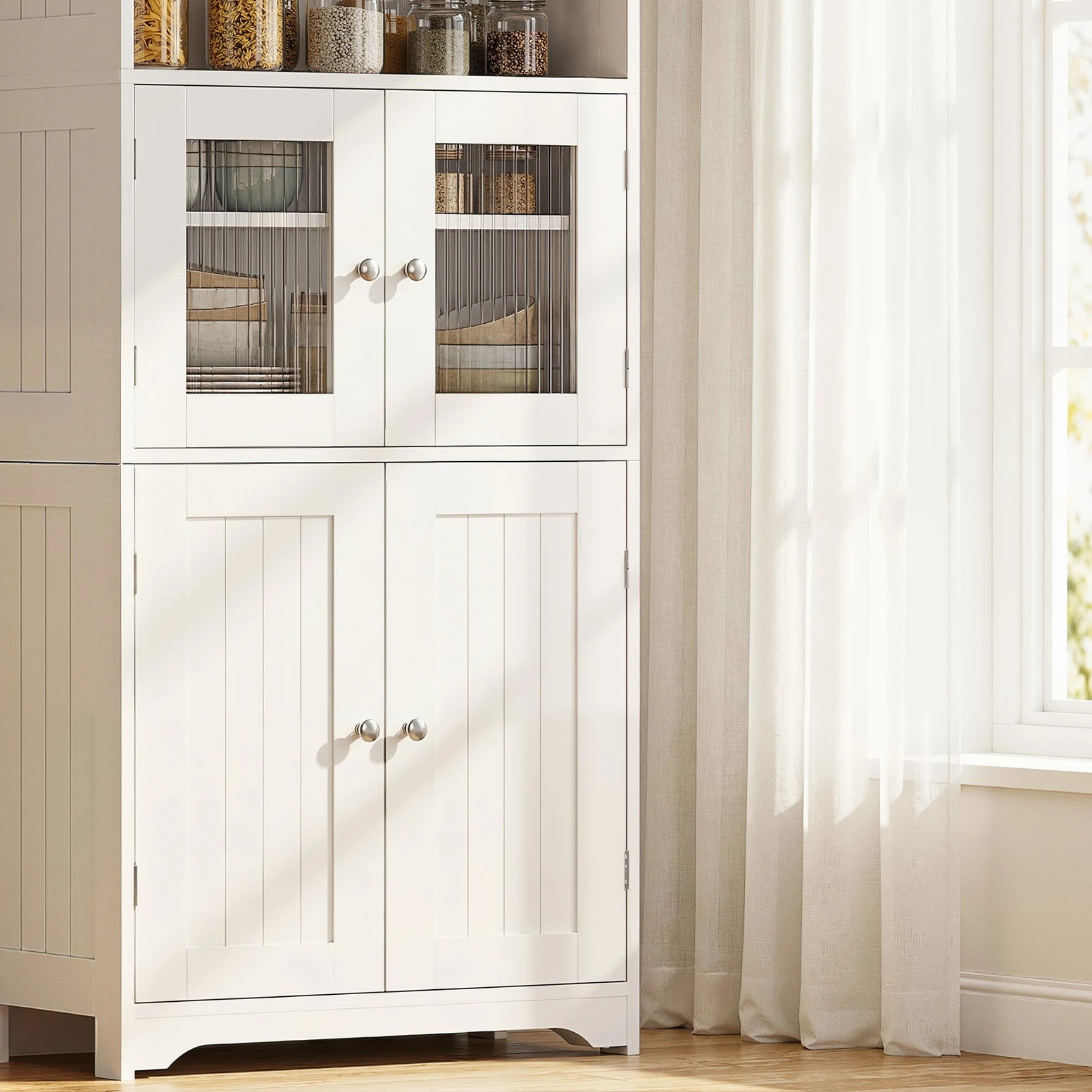 5 Artiss Buffet Sideboard Cabinet Pantry Kitchen Bathroom Storage Cupboard - White, 5 of 8