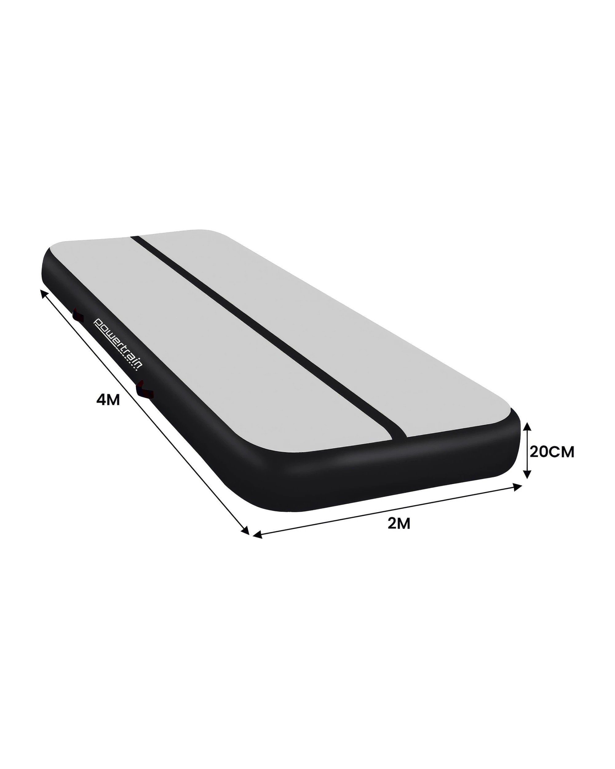 2 Powertrain 4M x 2M 20cm Air Track Gymnastics Tumbling Airtrack Exercise Yoga Mat Balance Beam Inflatable - Black, 2 of 5